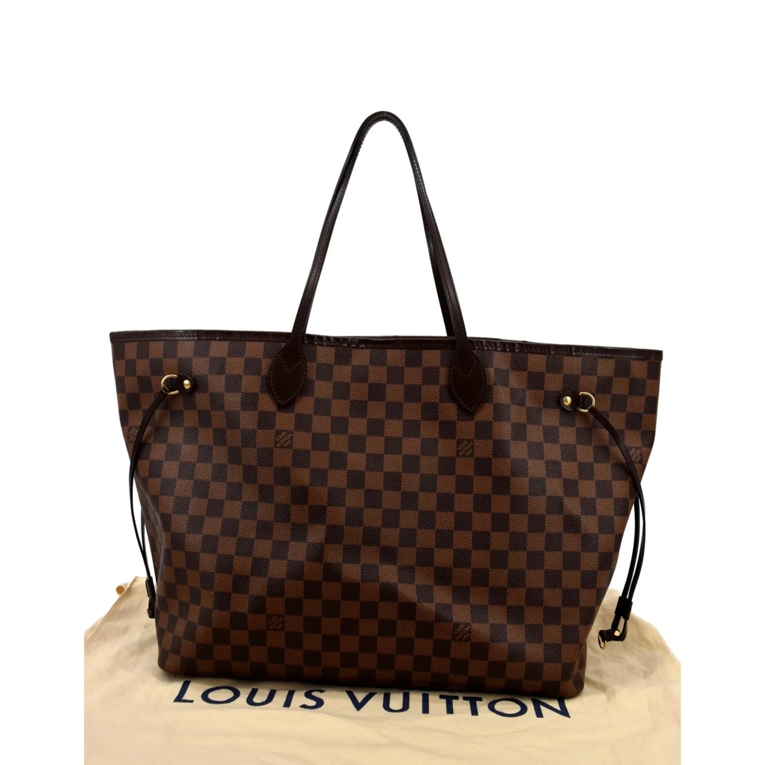 LOUIS VUITTON Neverfull GM Damier Ebene Tote Shoulder Bag Brown - Image 3
