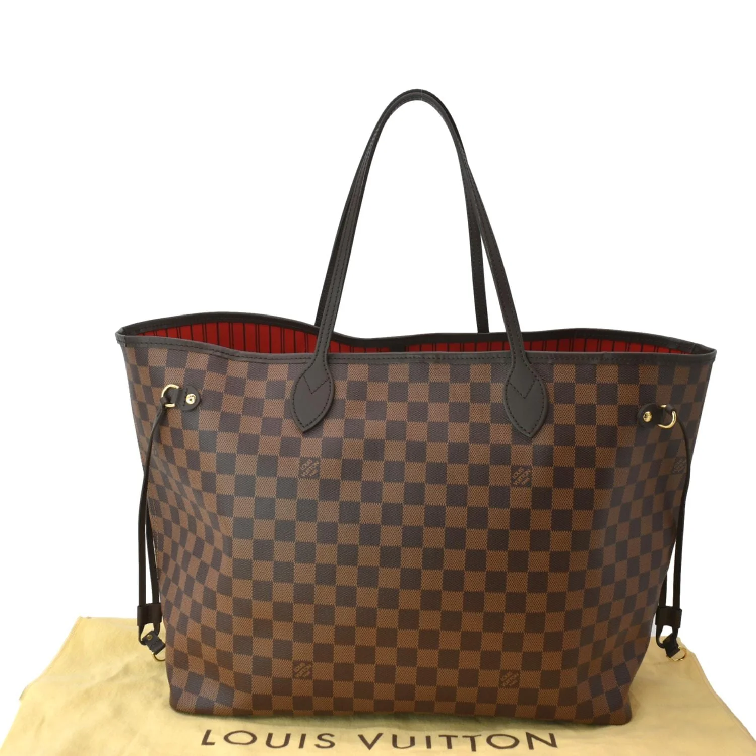 LOUIS VUITTON Neverfull GM Damier Ebene Tote Shoulder Bag Brown - Image 4