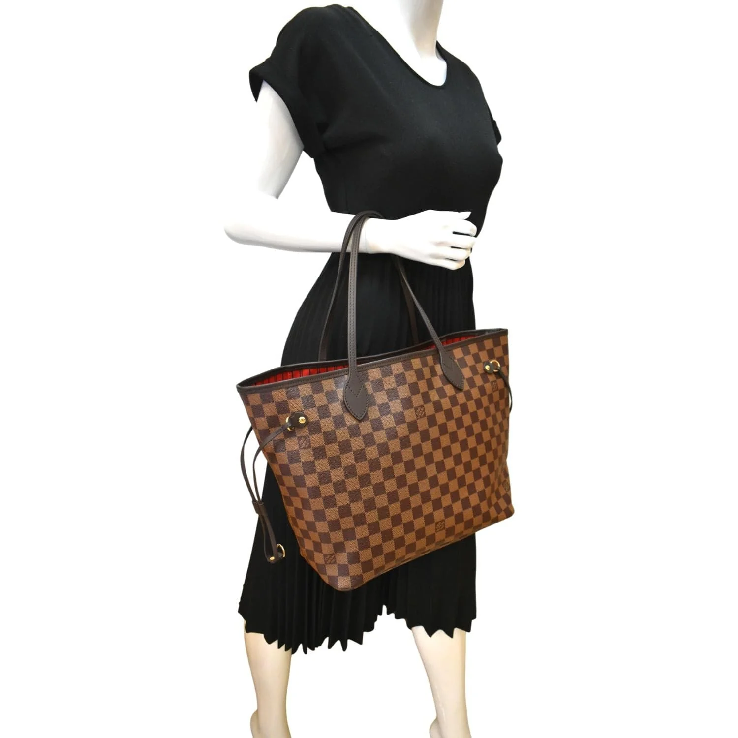 LOUIS VUITTON Neverfull MM Damier Ebene Tote Bag Brown - Image 2