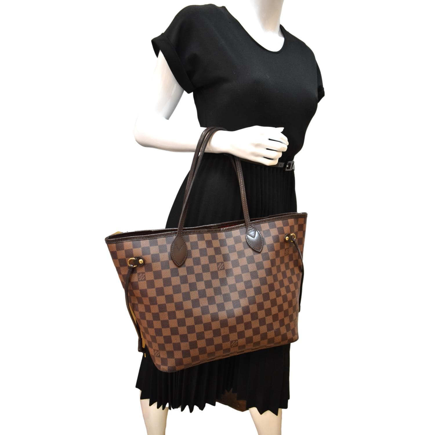 LOUIS VUITTON Neverfull MM Damier Ebene Tote Bag Brown - Image 2
