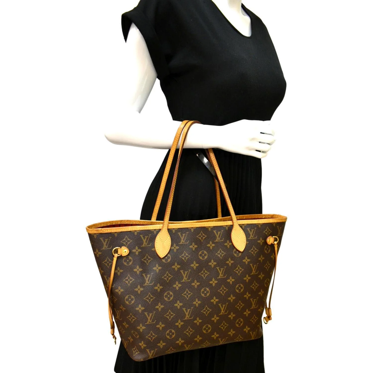 LOUIS VUITTON Neverfull MM Monogram Canvas Tote Bag Brown - Image 2