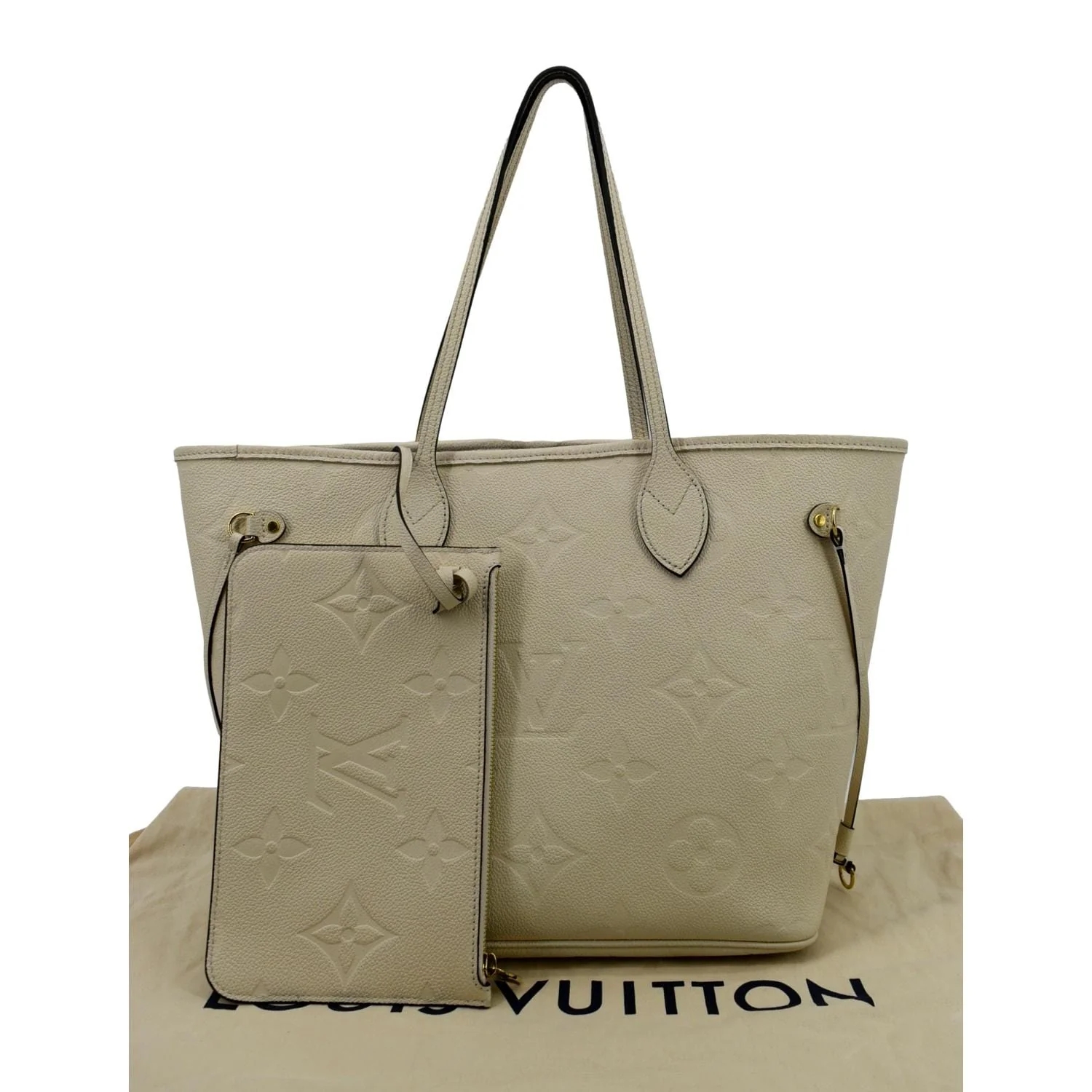 LOUIS VUITTON Neverfull MM Monogram Empreinte Tote Bag Beige - Image 3