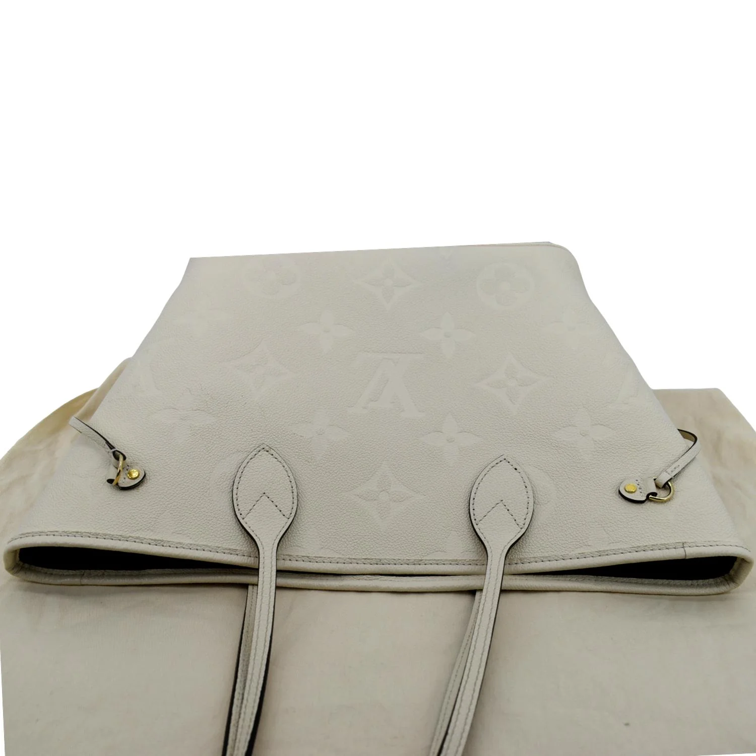 LOUIS VUITTON Neverfull MM Monogram Empreinte Tote Bag Beige - Image 4