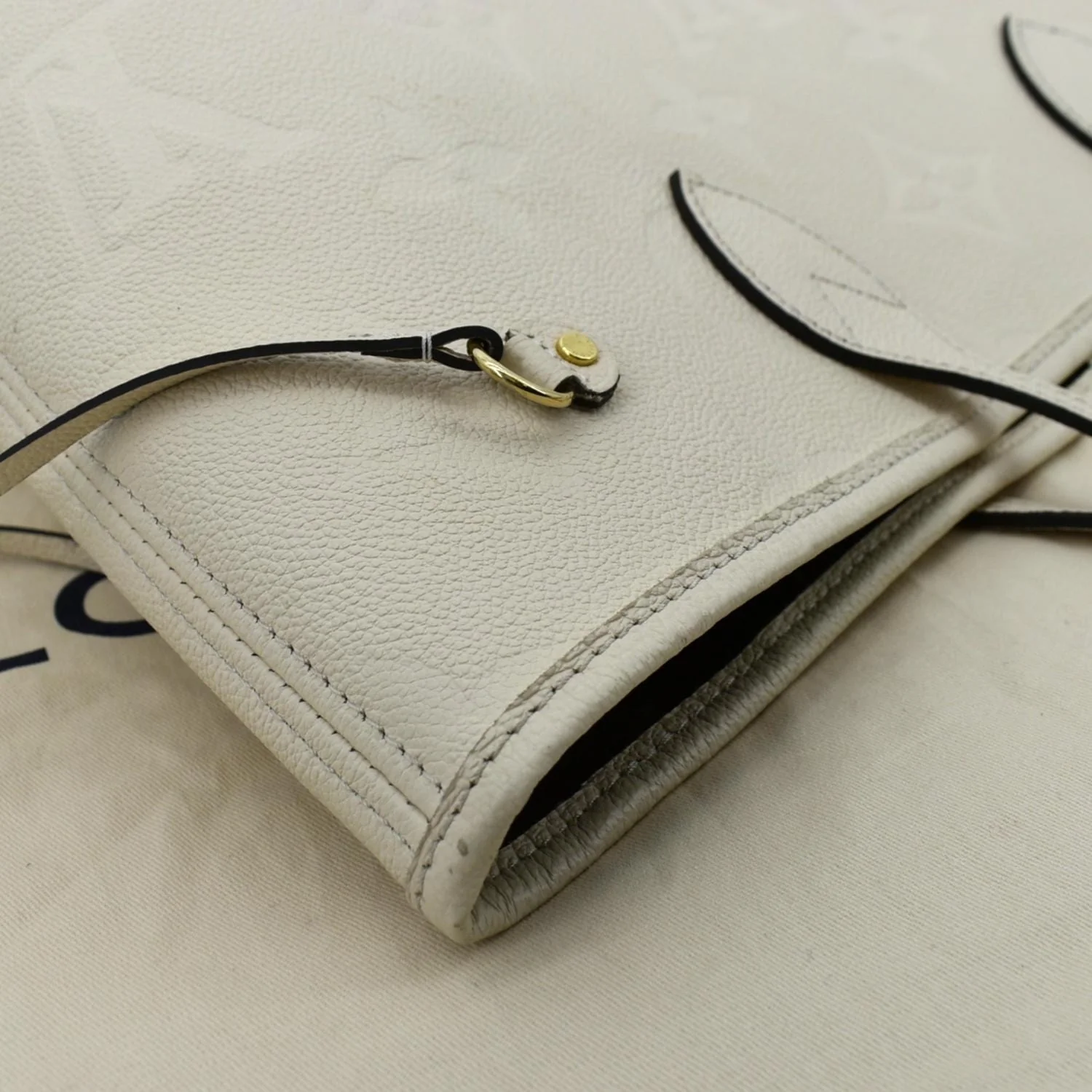 LOUIS VUITTON Neverfull MM Monogram Empreinte Tote Bag Beige - Image 6