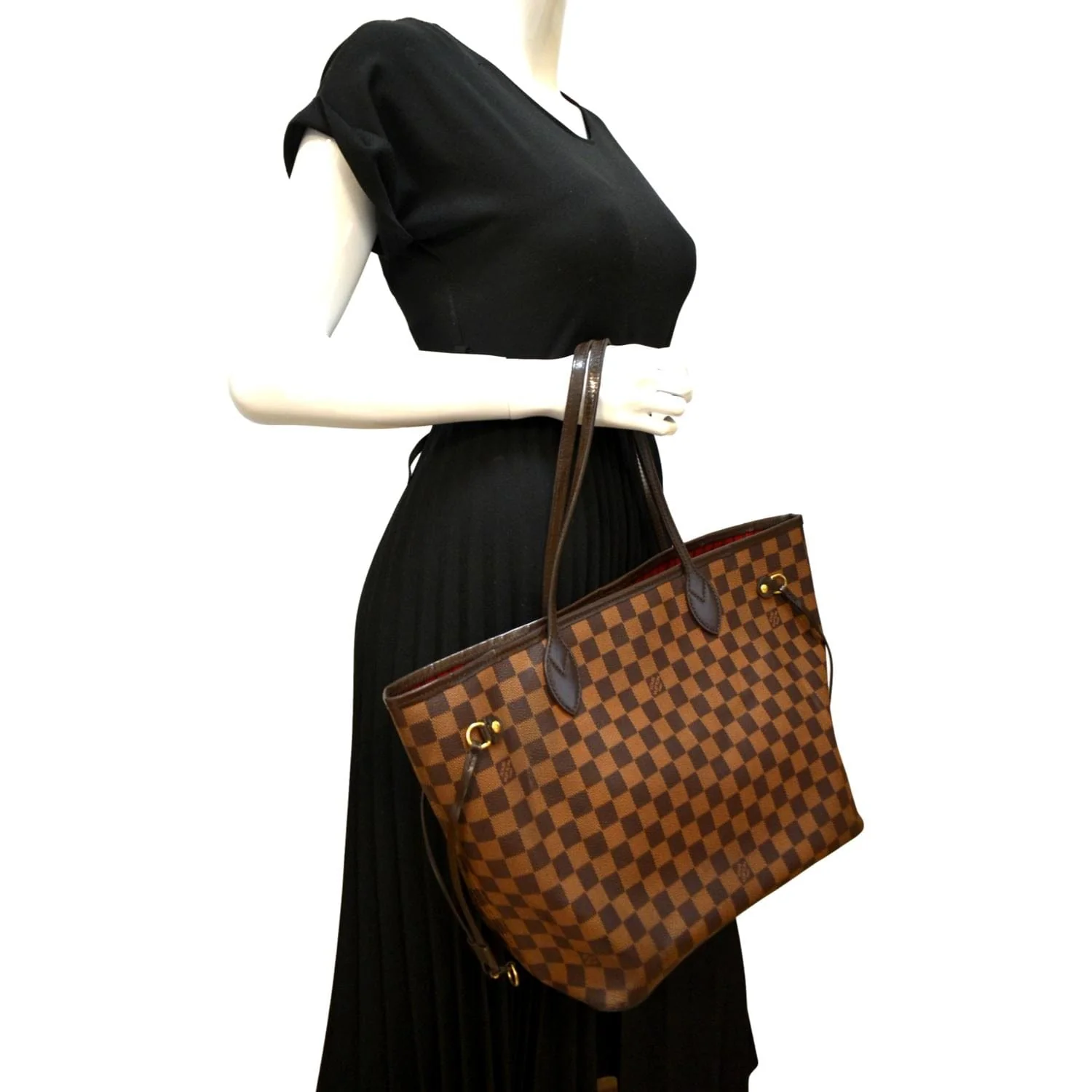 LOUIS VUITTON Neverfull MM Damier Ebene Tote Bag Brown - Image 2