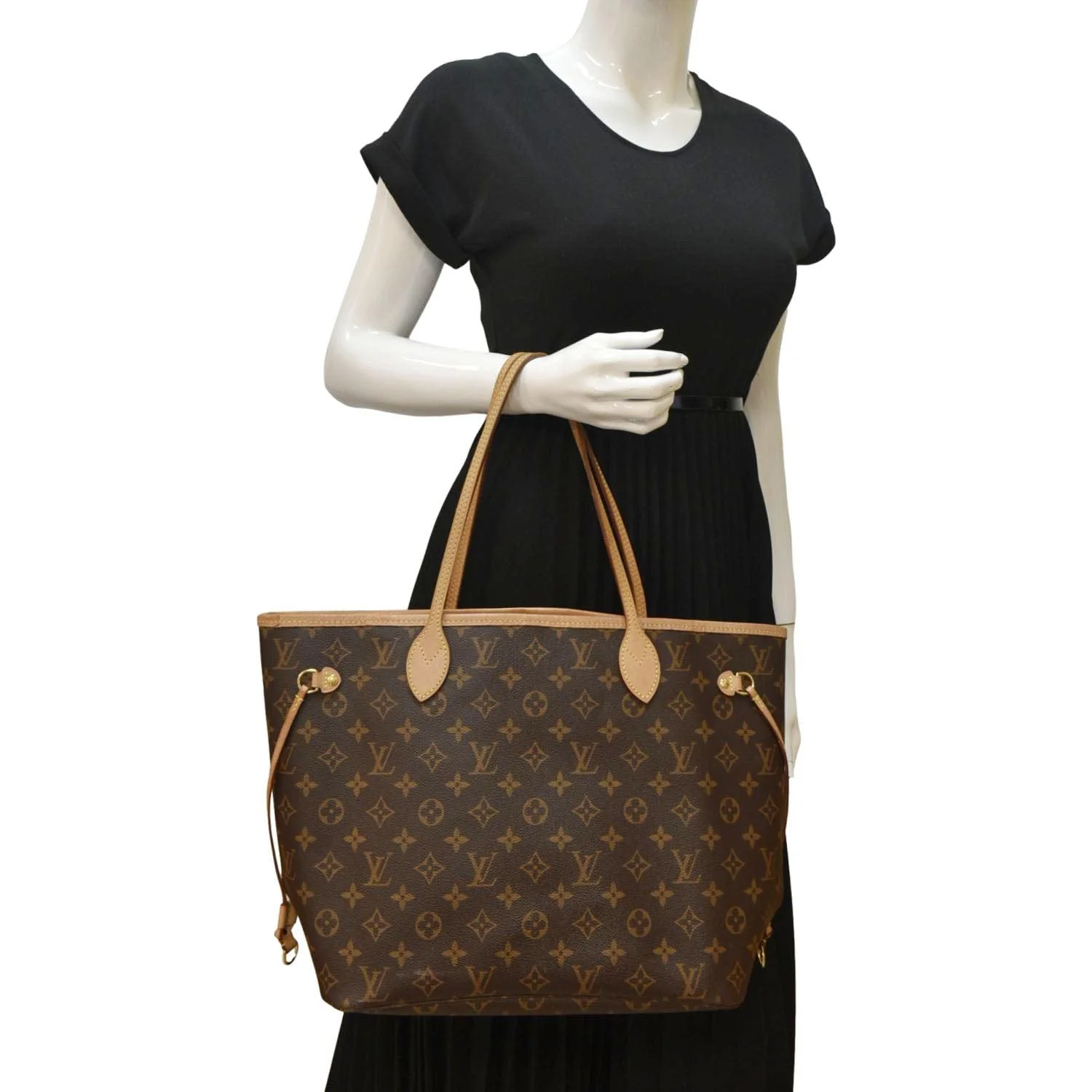 LOUIS VUITTON Neverfull MM Monogram Canvas Tote Bag Brown - Image 2