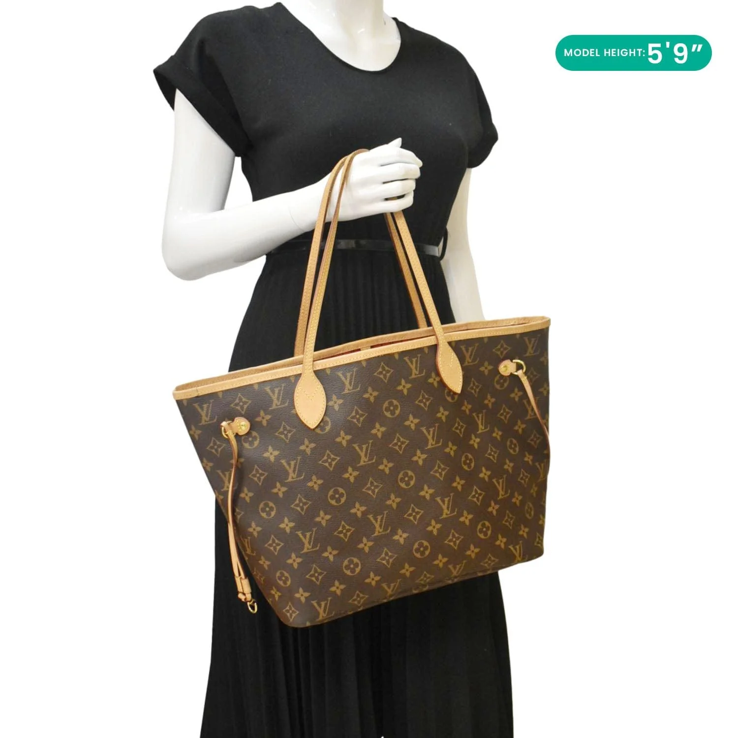 LOUIS VUITTON Neverfull MM Monogram Canvas Tote Bag Brown - Image 2
