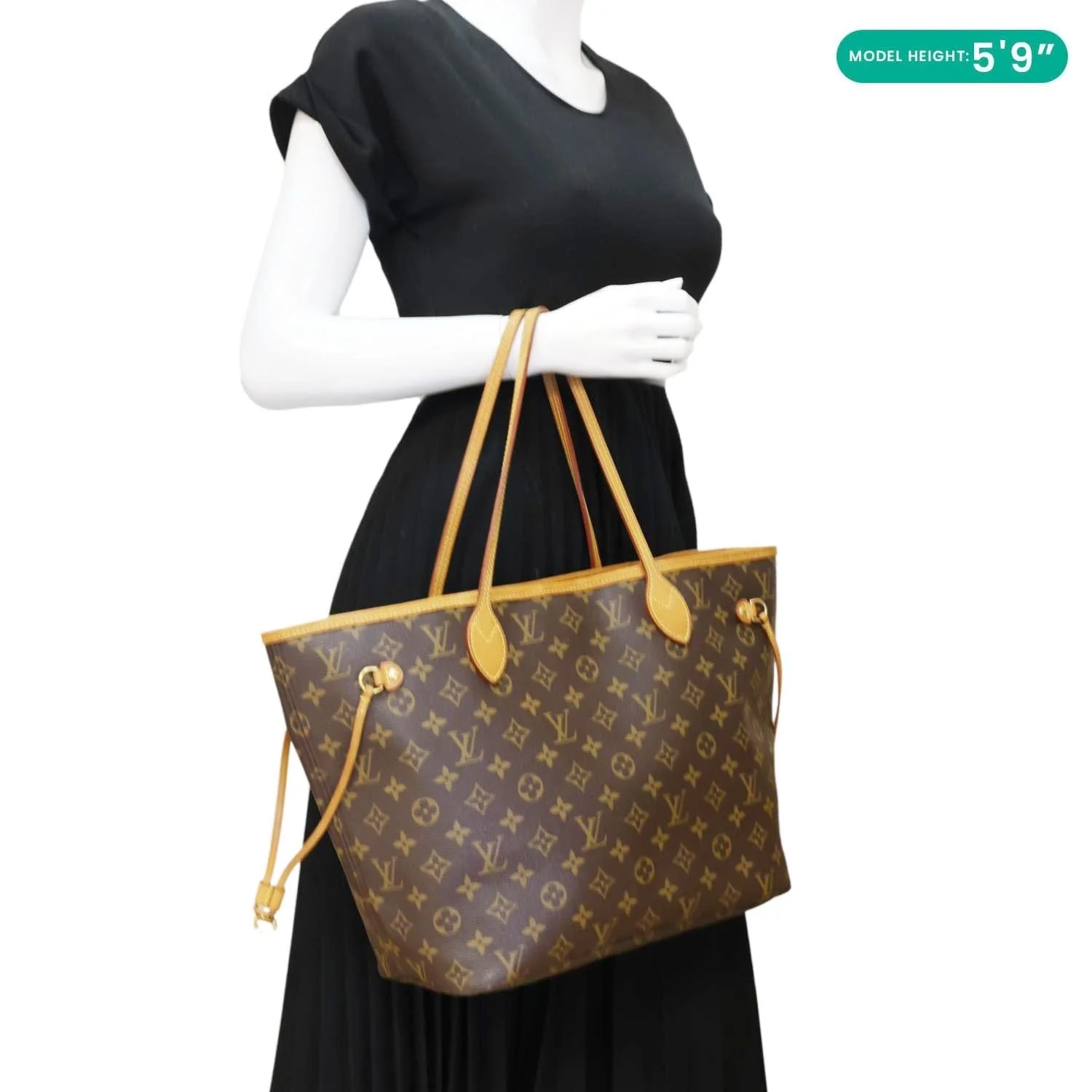 LOUIS VUITTON Neverfull MM Monogram Canvas Tote Bag Brown - Image 2