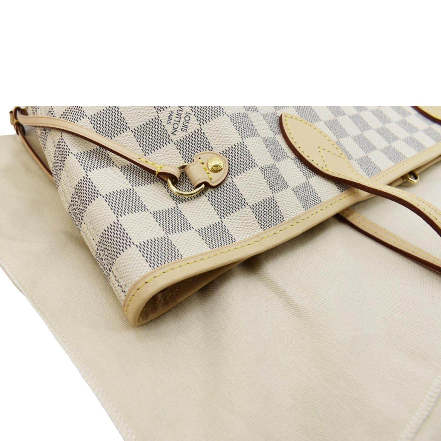 LOUIS VUITTON Neverfull MM Damier Azur Shoulder Bag Rose Ballerine - Image 7
