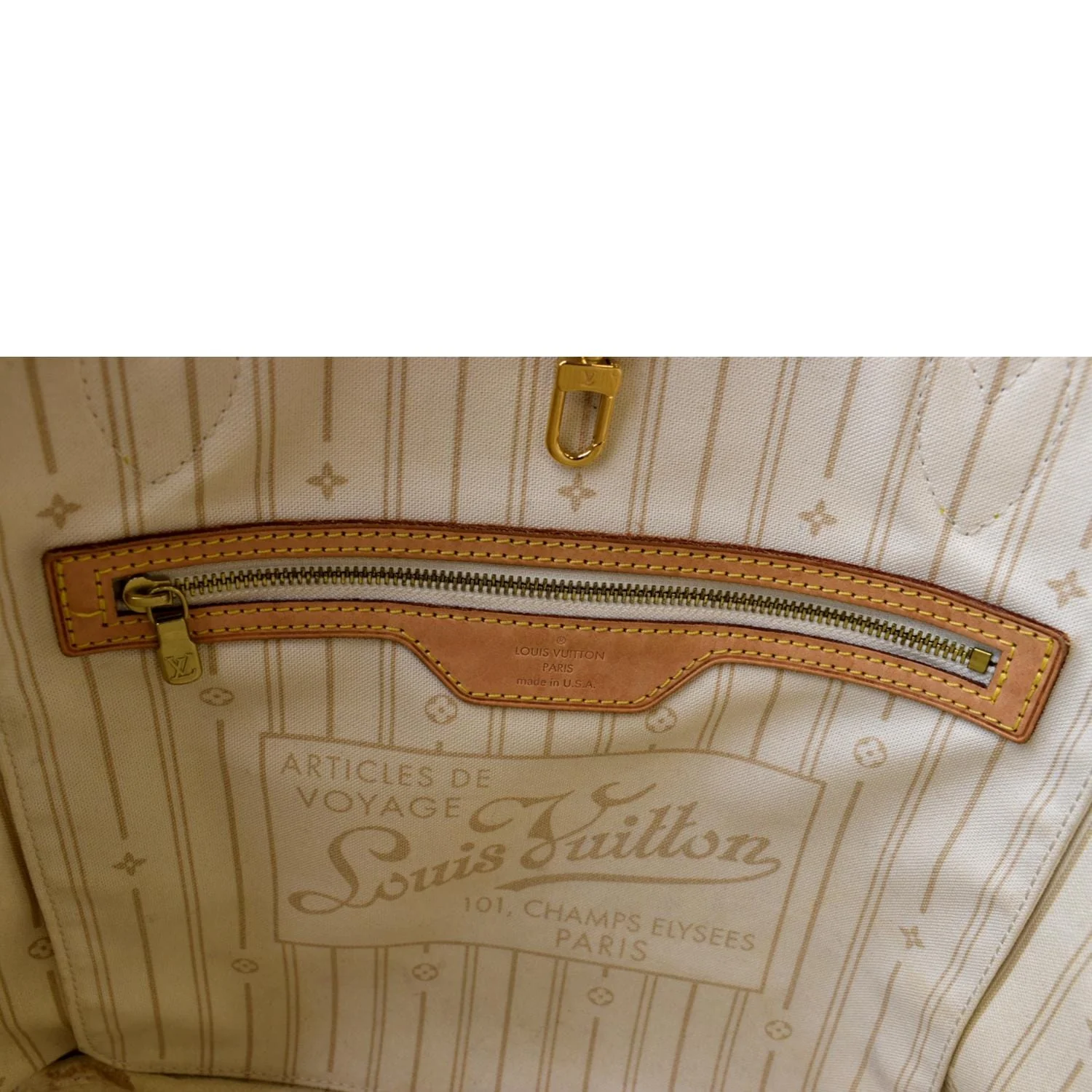 LOUIS VUITTON Neverfull MM Damier Azur Shoulder Bag White - Image 11