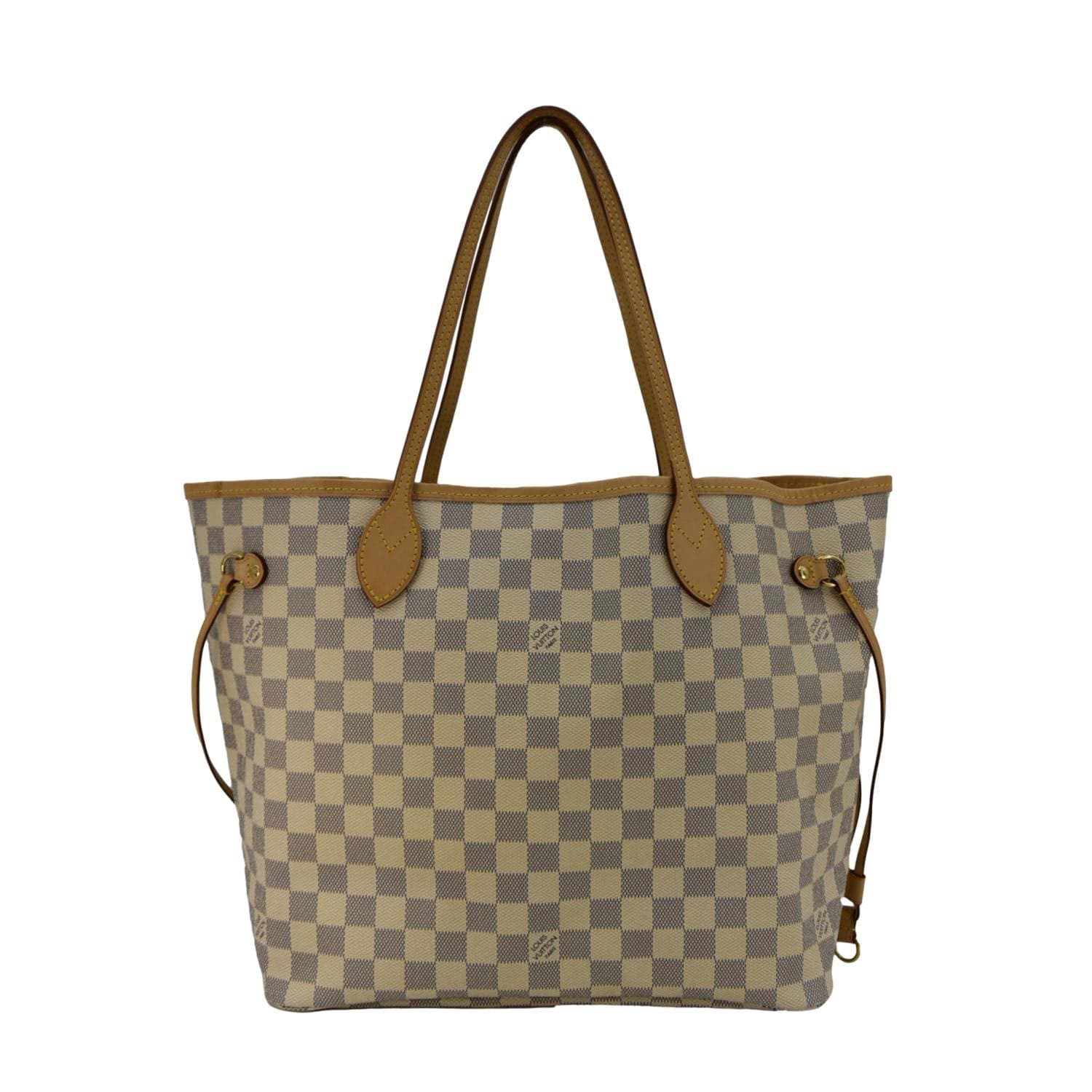 LOUIS VUITTON Neverfull MM Damier Azur Tote Shoulder Bag White - Image 4