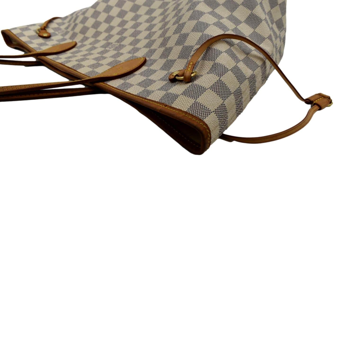 LOUIS VUITTON Neverfull MM Damier Azur Shoulder Bag White - Image 5