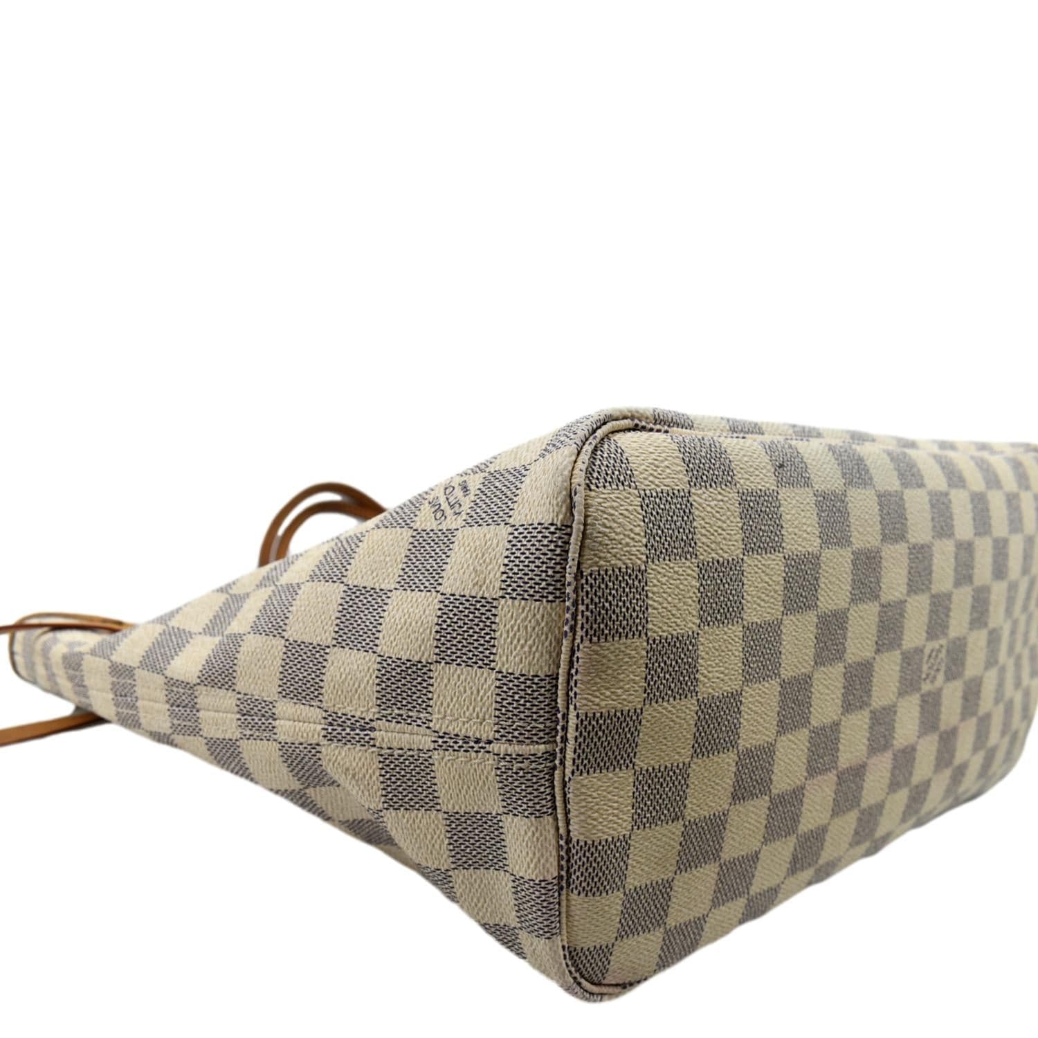 LOUIS VUITTON Neverfull MM Damier Azur Shoulder Bag White - Image 8