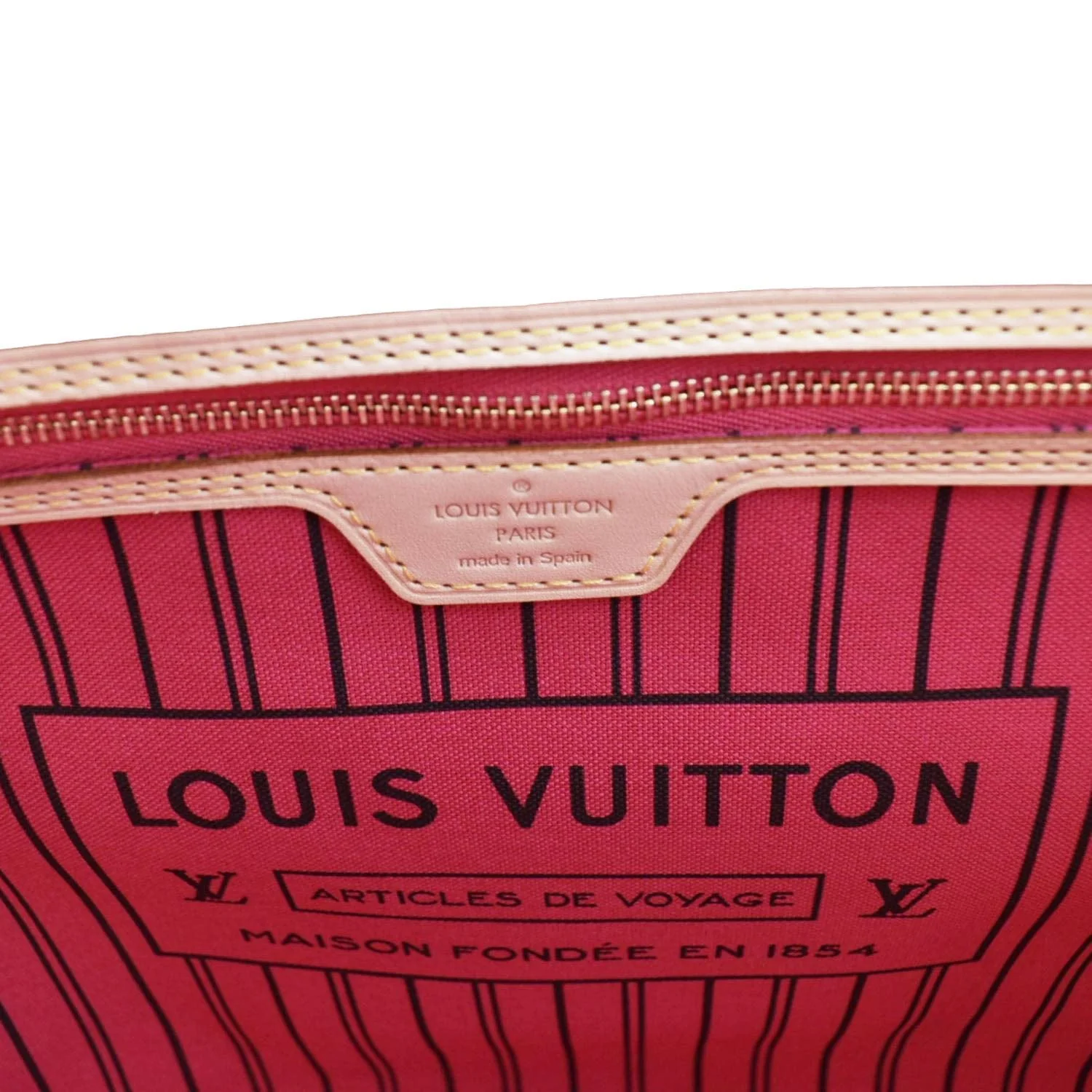 LOUIS VUITTON Neverfull MM Bay Chain Monogram Canvas Tote Bag Fuchsia - Image 13