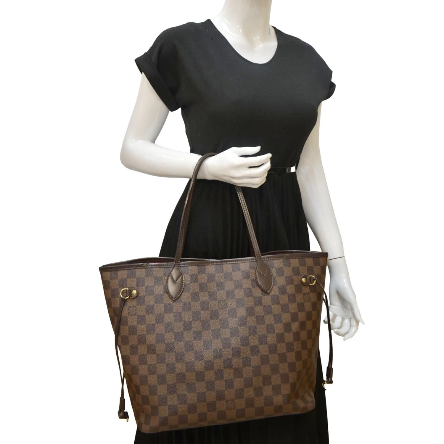 LOUIS VUITTON Neverfull MM Damier Ebene Shoulder Bag Brown - Image 2