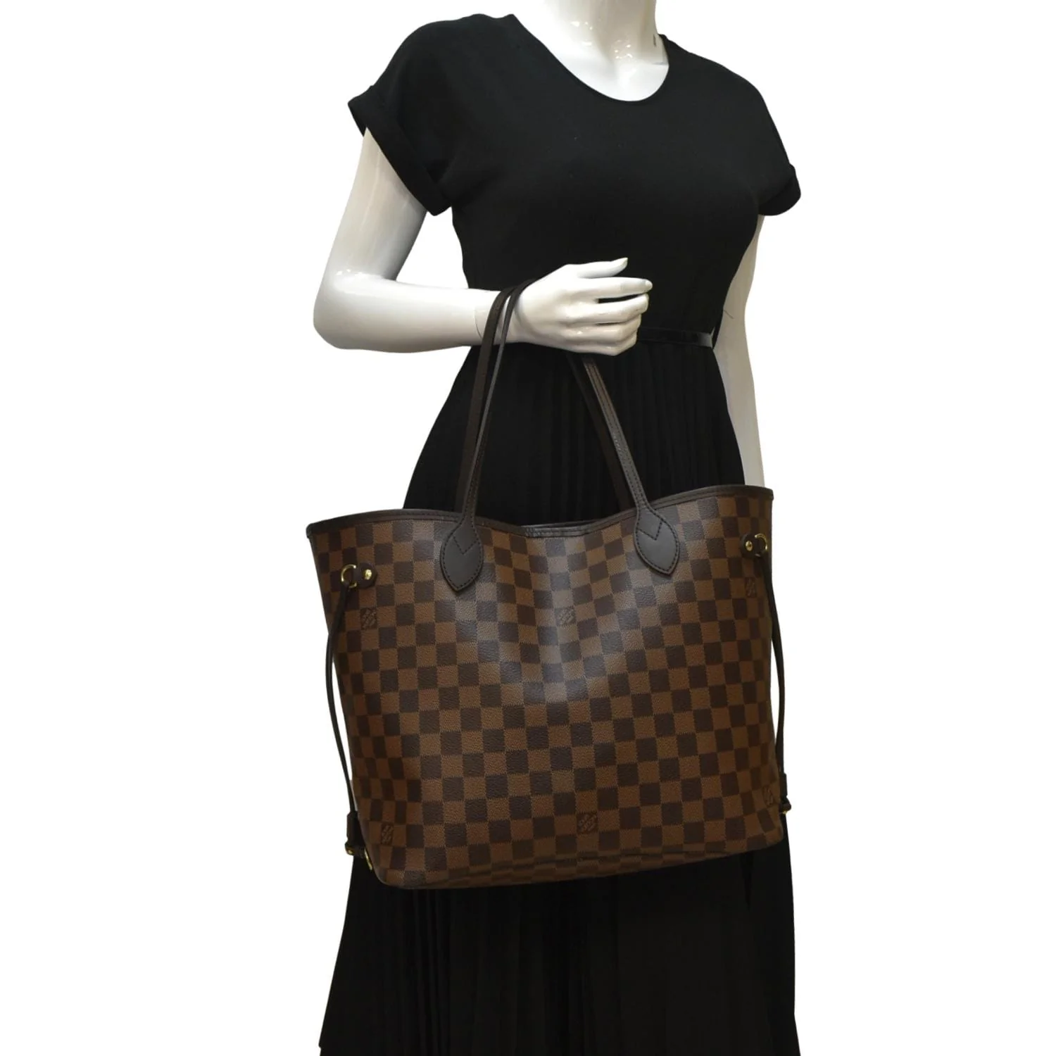 LOUIS VUITTON Neverfull MM Damier Ebene Shoulder Bag Brown - Image 2
