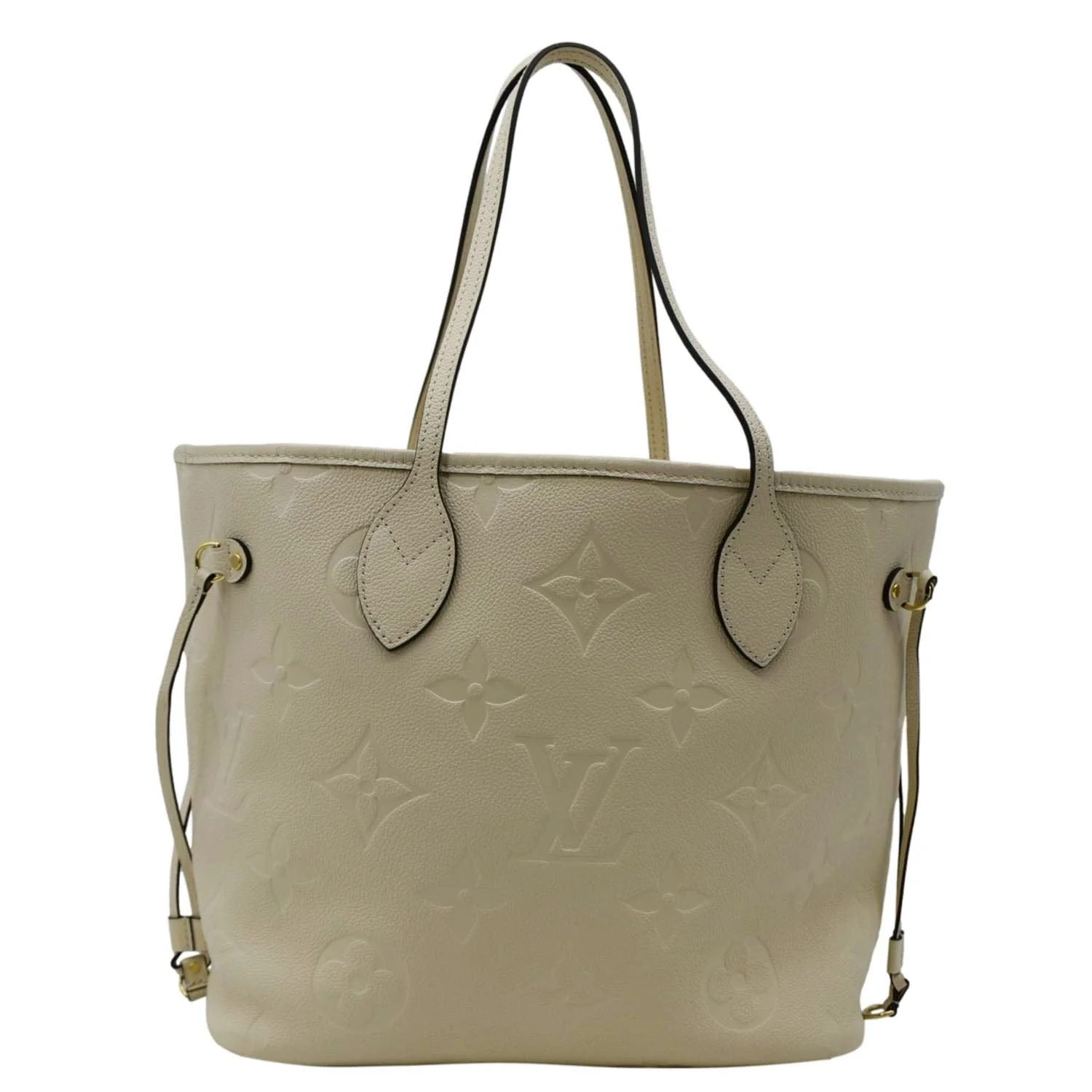 LOUIS VUITTON Neverfull MM Empreinte Leather Tote Shoulder Bag Cream - Image 4
