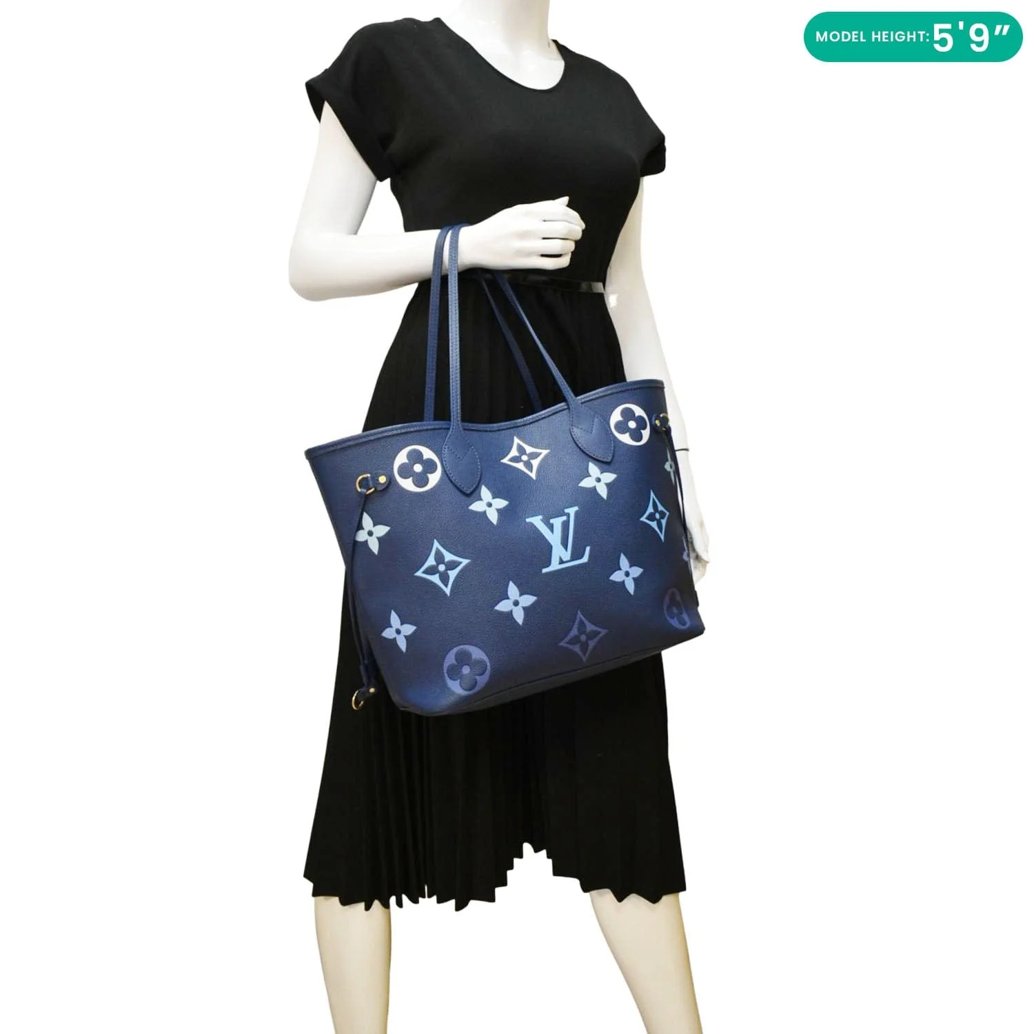 LOUIS VUITTON Neverfull MM Monogram Empreinte Tote Bag Gradient Blue - Image 2