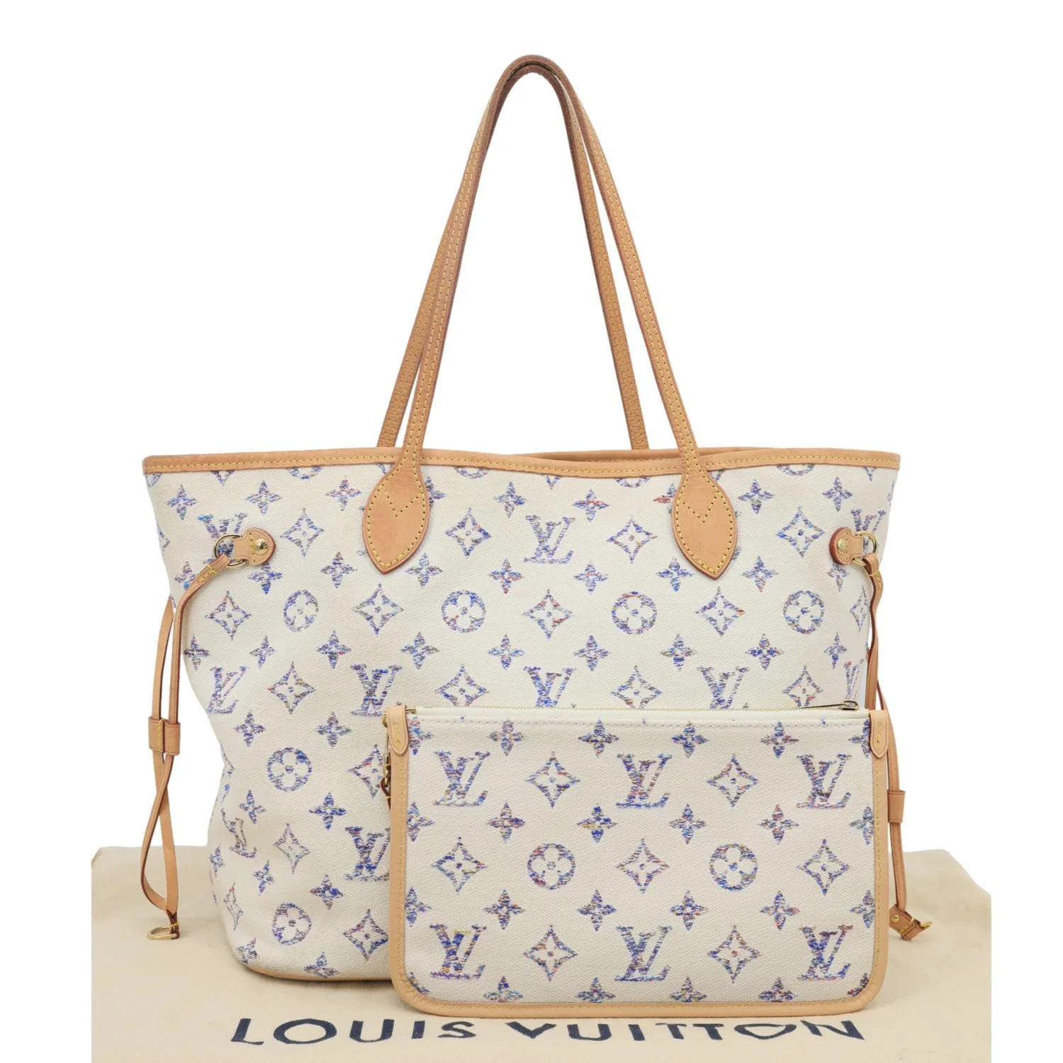 LOUIS VUITTON Neverfull MM Monogram Jacquard Shoulder Bag Beige - Image 4