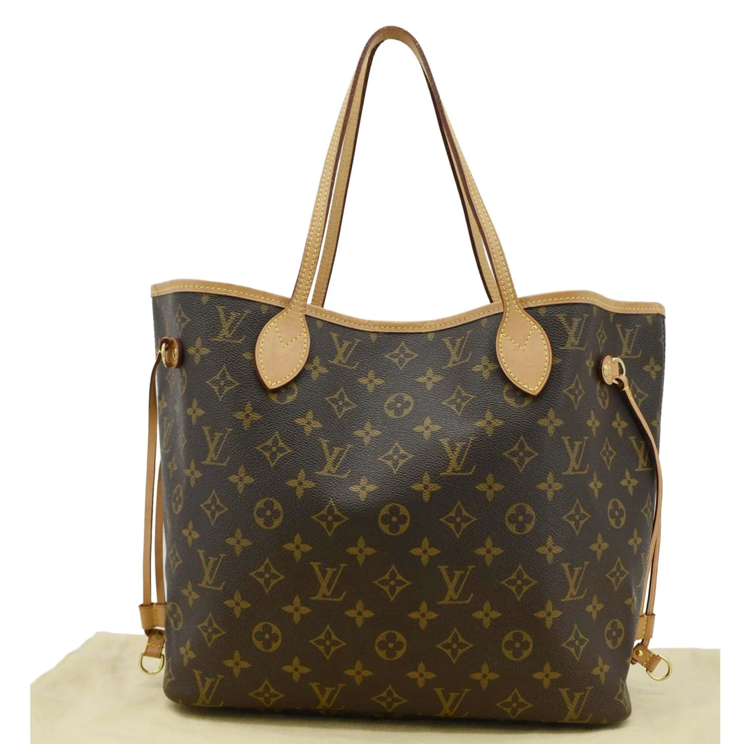 LOUIS VUITTON Neverfull MM Monogram Canvas Tote Bag Brown - Image 3