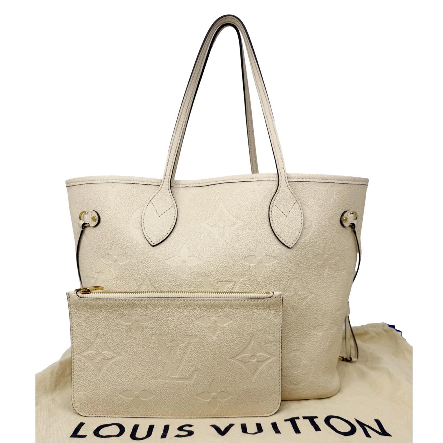 LOUIS VUITTON Neverfull MM Empreinte Leather Tote Shoulder Bag Cream - Image 3