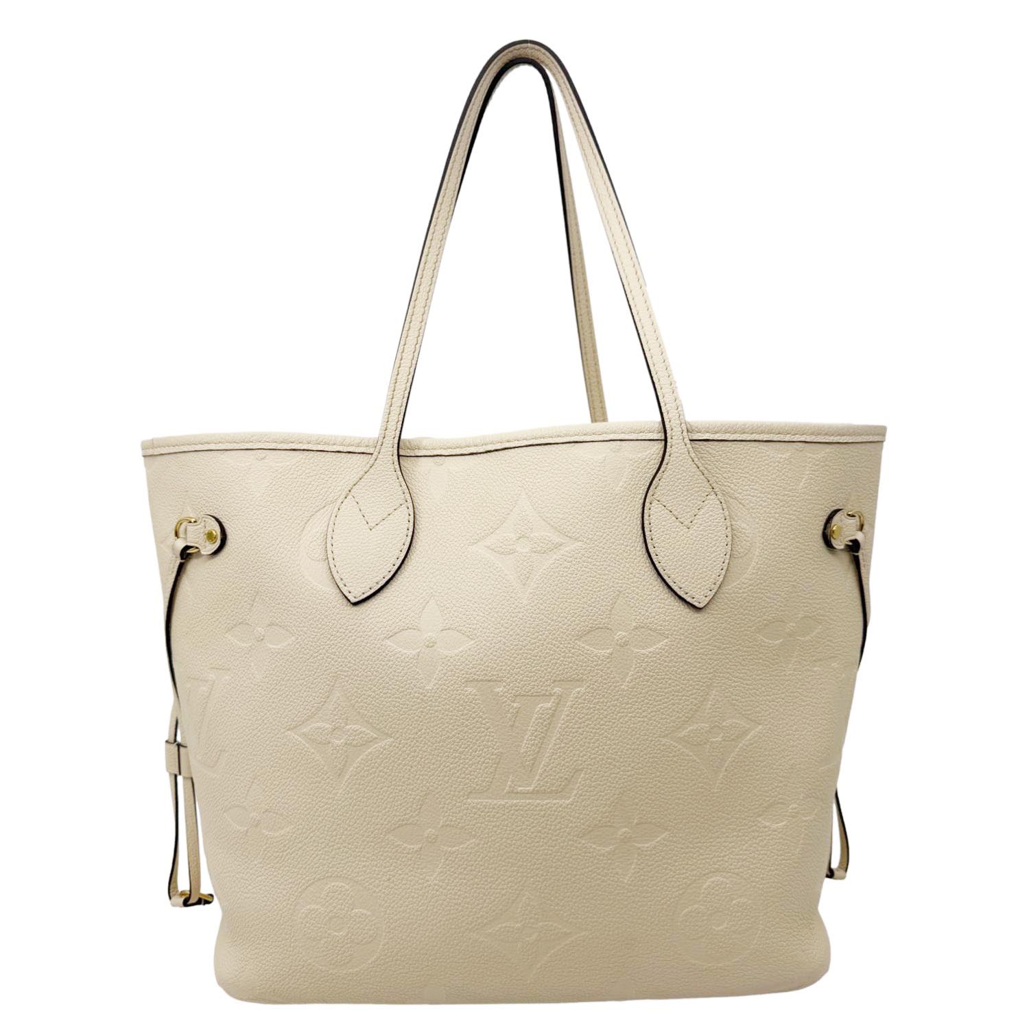 LOUIS VUITTON Neverfull MM Empreinte Leather Tote Shoulder Bag Cream - Image 4