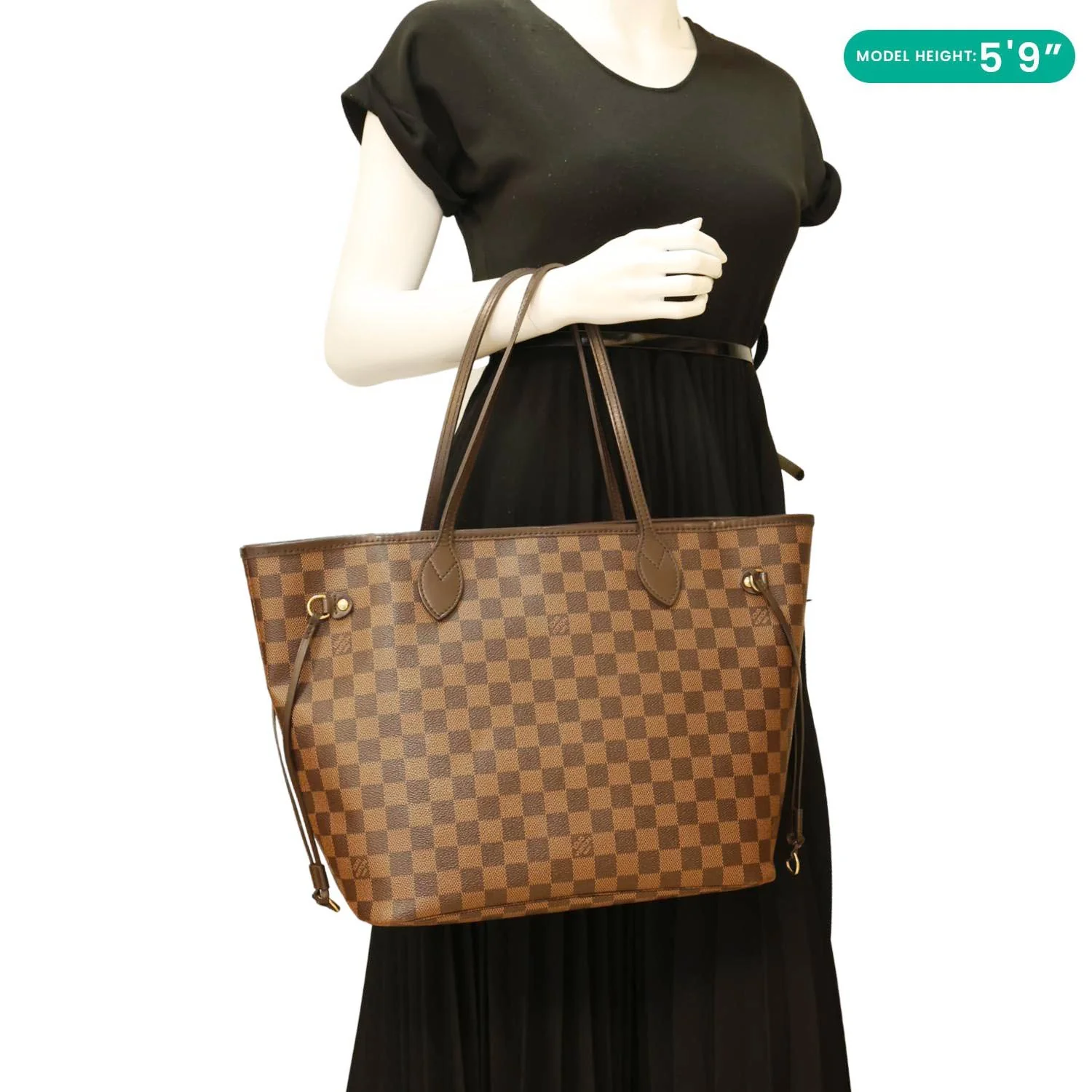 LOUIS VUITTON Neverfull MM Damier Ebene Shoulder Bag Brown - Image 2