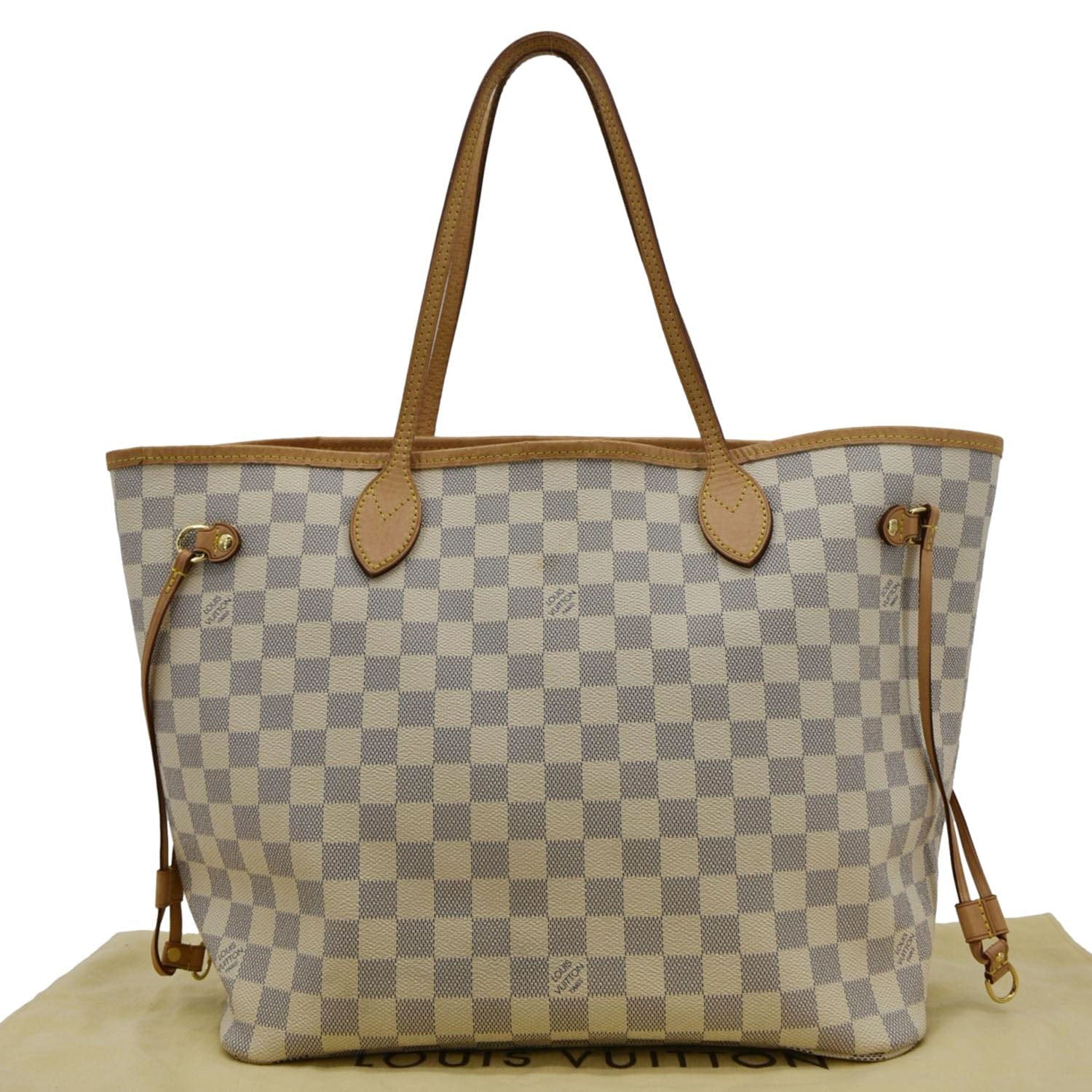 LOUIS VUITTON Neverfull MM Damier Azur Shoulder Bag Rose Ballerine - Image 3