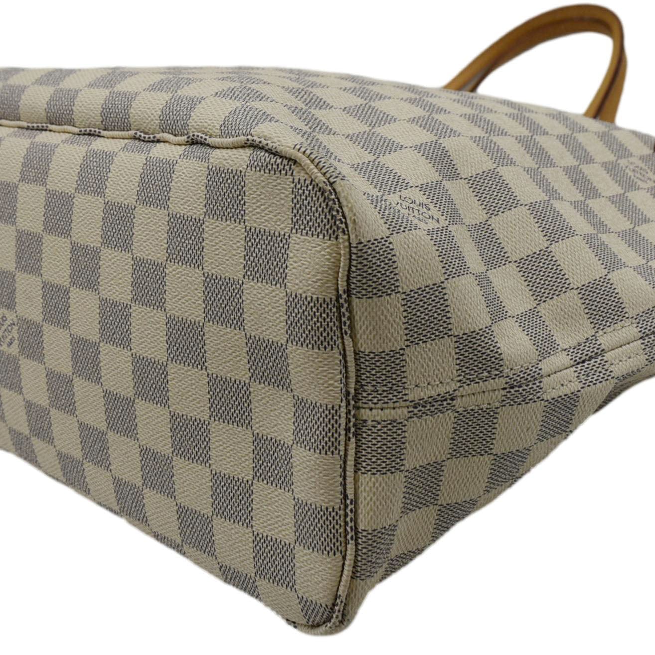 LOUIS VUITTON Neverfull MM Damier Azur Shoulder Bag Rose Ballerine - Image 9