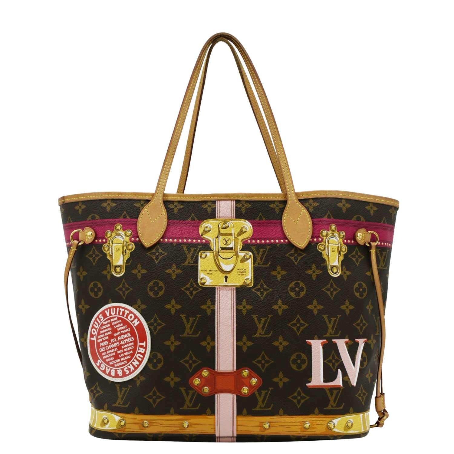 LOUIS VUITTON Neverfull MM Summer Trunk Monogram Canvas Shoulder Bag Brown - Image 3