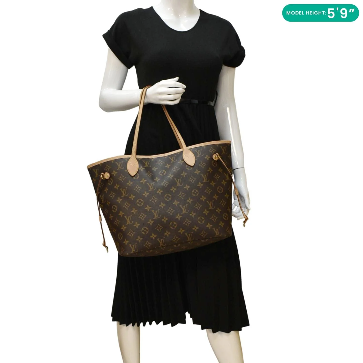 LOUIS VUITTON Neverfull MM Monogram Canvas Tote Bag Brown - Image 2