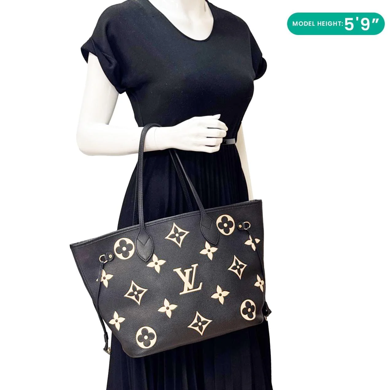 LOUIS VUITTON Neverfull MM Monogram Empreinte Leather Shoulder Bag Bicolor - Image 2