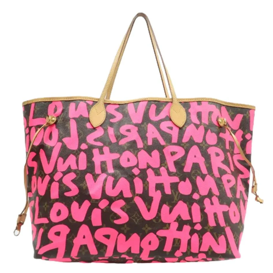 LOUIS VUITTON Neverfull GM Monogram Graffiti Tote Bag Pink - Image 2