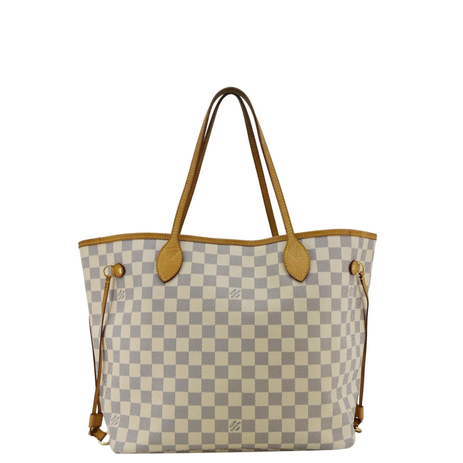 LOUIS VUITTON Neverfull MM Damier Azur Tote Bag White