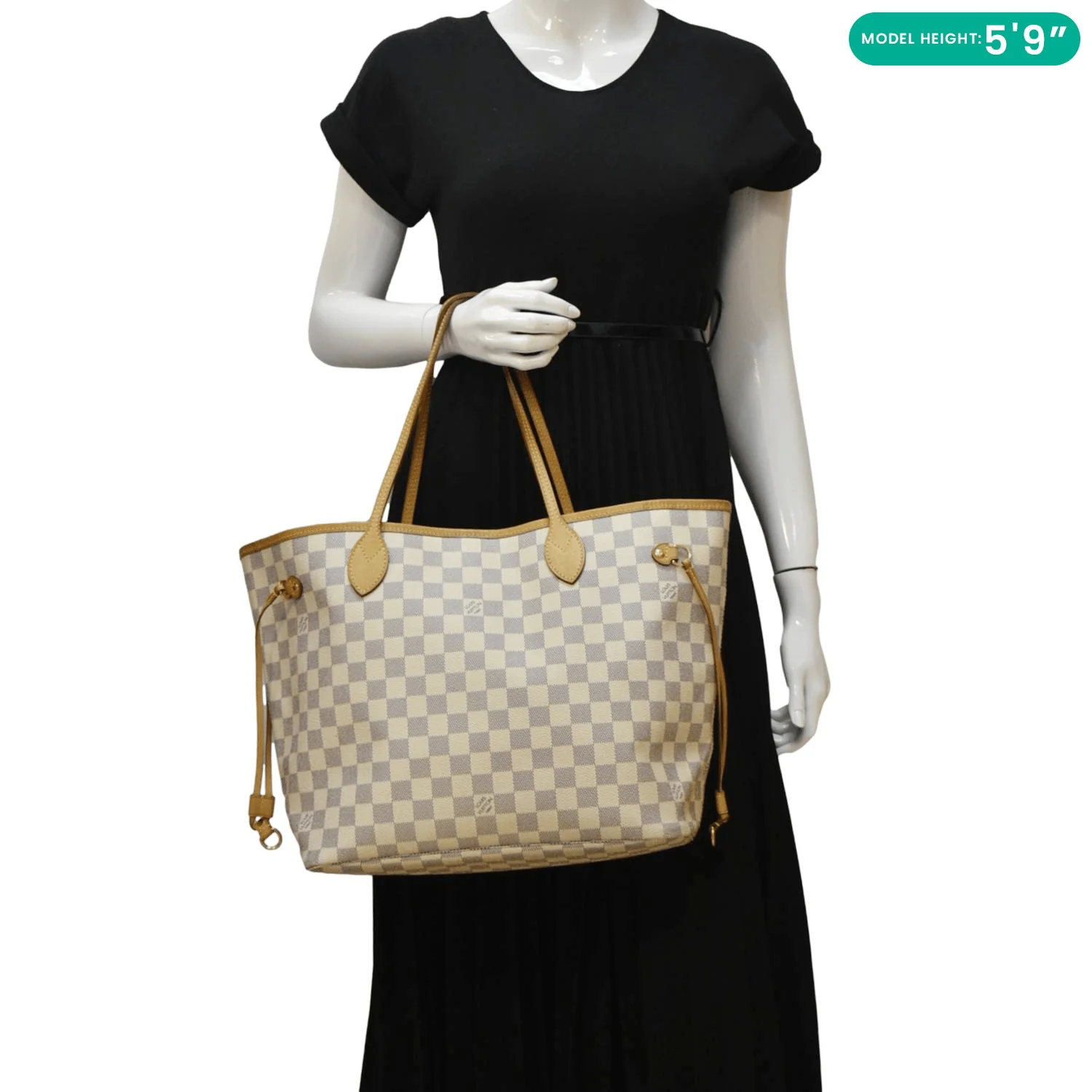 LOUIS VUITTON Neverfull MM Damier Azur Tote Bag White - Image 2