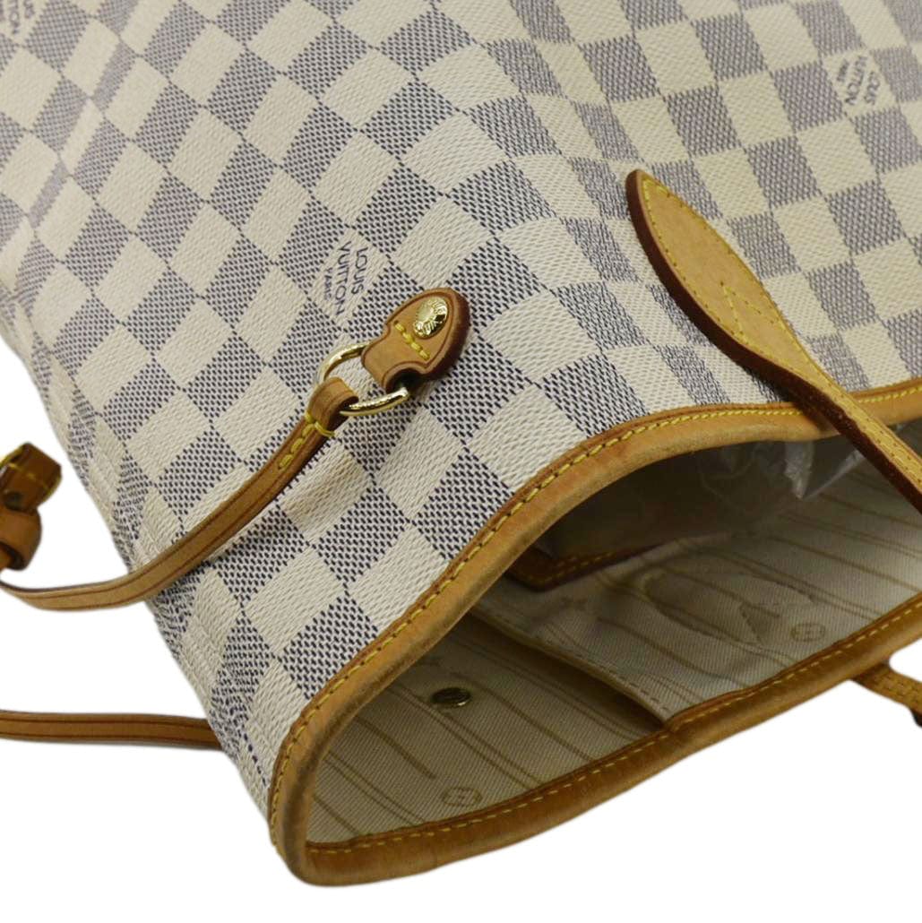 LOUIS VUITTON Neverfull MM Damier Azur Tote Bag White - Image 5
