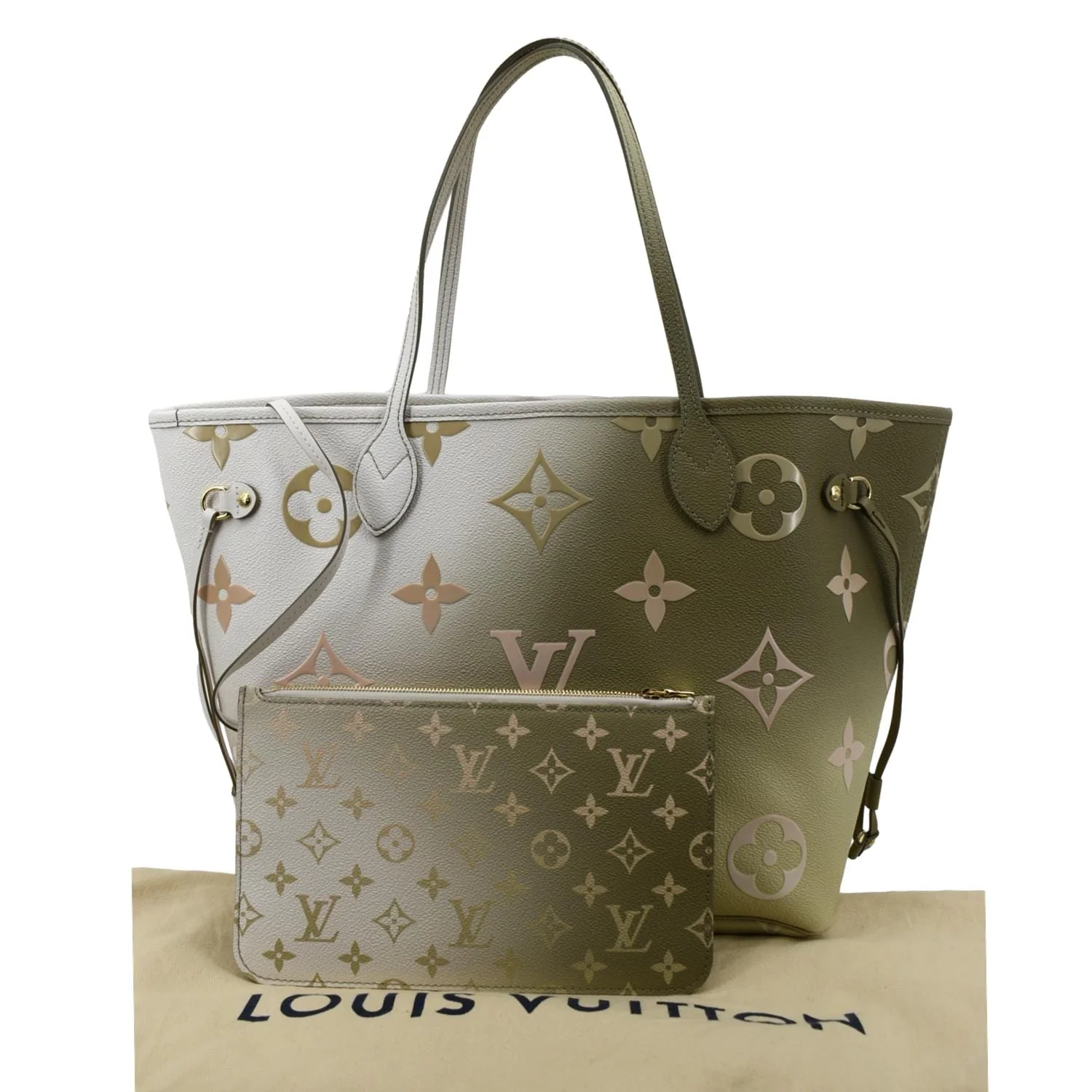 LOUIS VUITTON Neverfull MM Monogram Coated Canvas Tote Sunset Kaki - Image 2