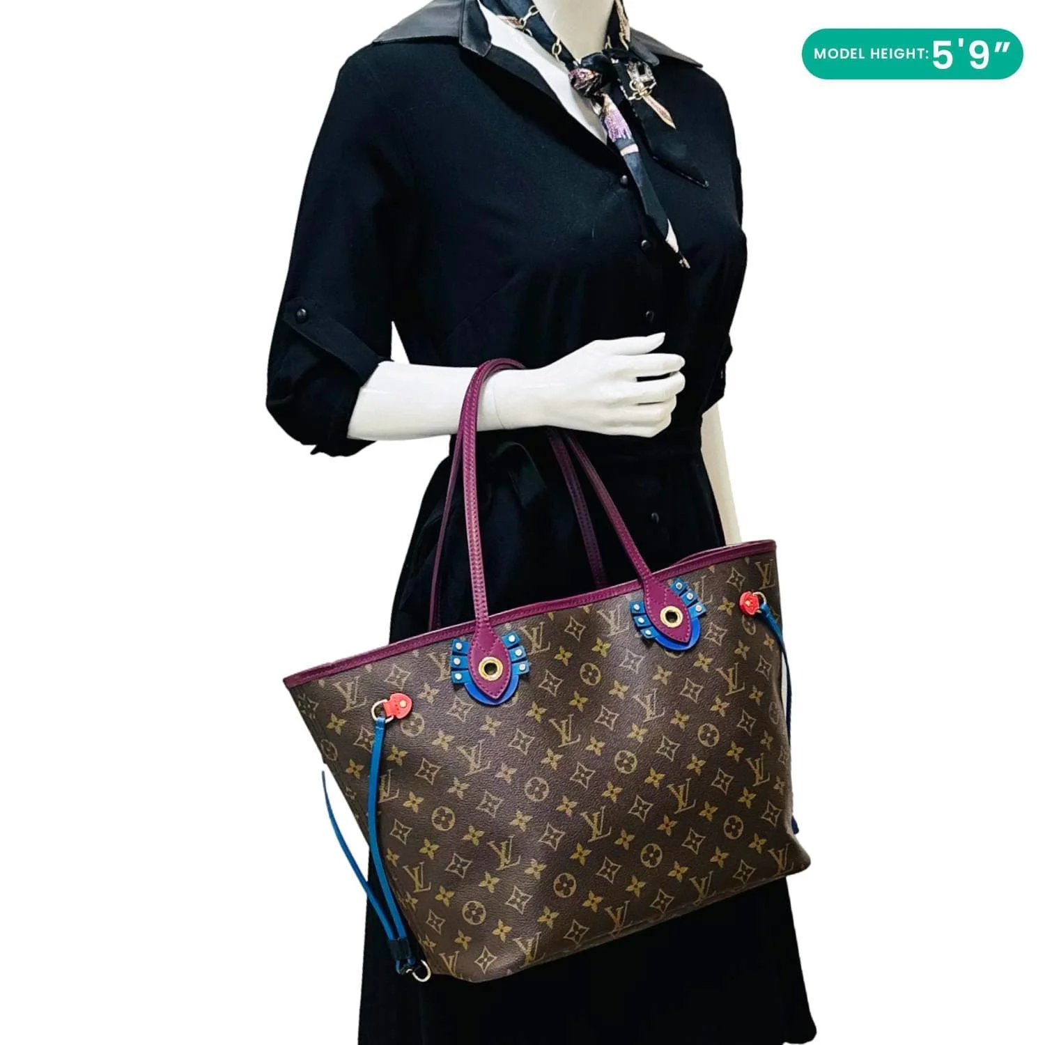 LOUIS VUITTON Neverfull MM Totem Monogram Canvas Shoulder Bag Magenta - Image 2