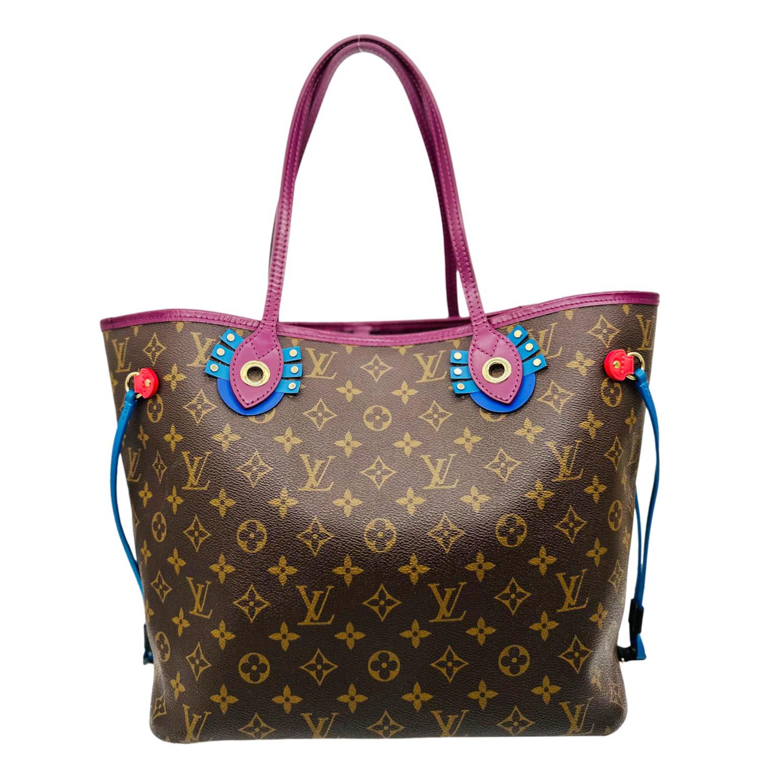 LOUIS VUITTON Neverfull MM Totem Monogram Canvas Shoulder Bag Magenta - Image 3