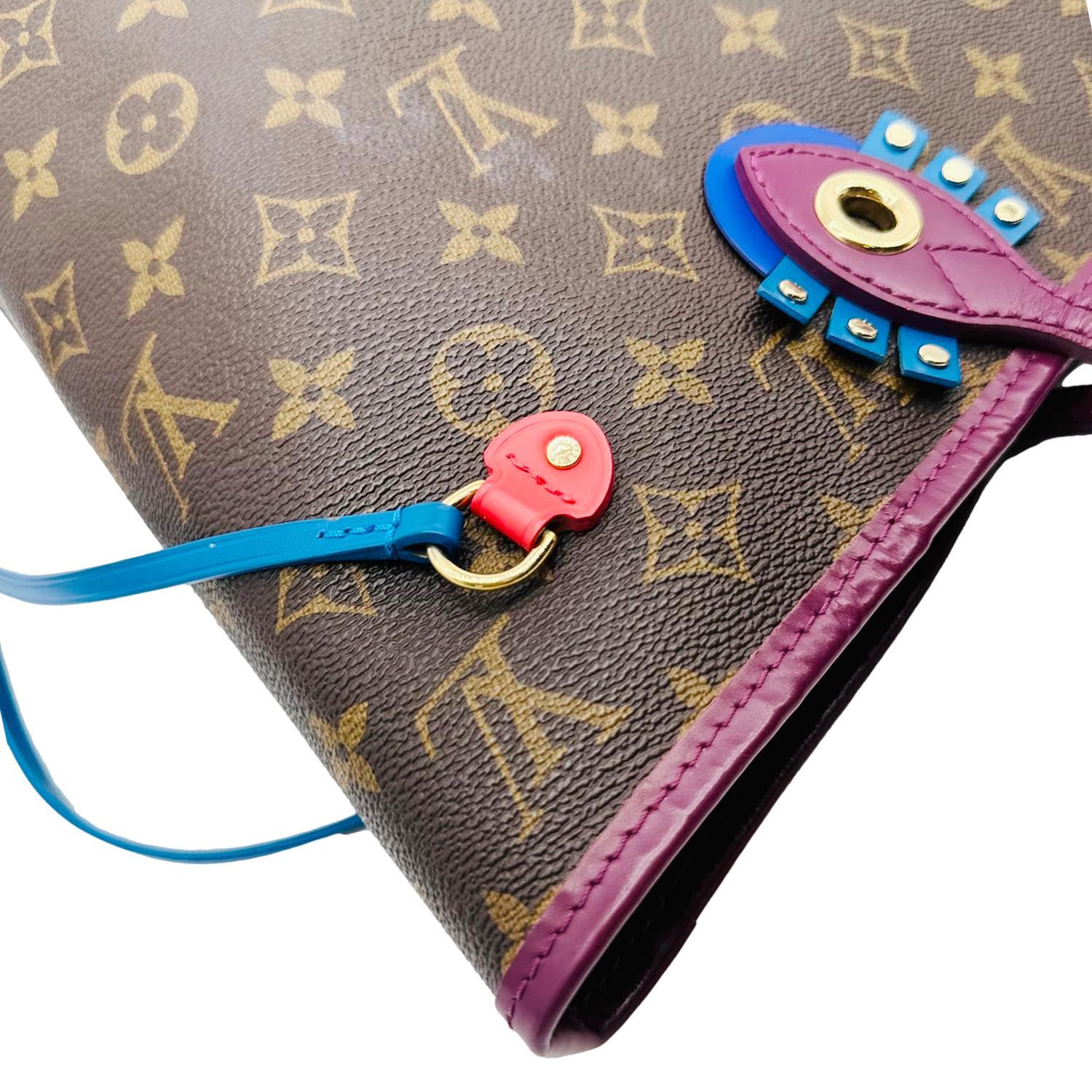 LOUIS VUITTON Neverfull MM Totem Monogram Canvas Shoulder Bag Magenta - Image 5