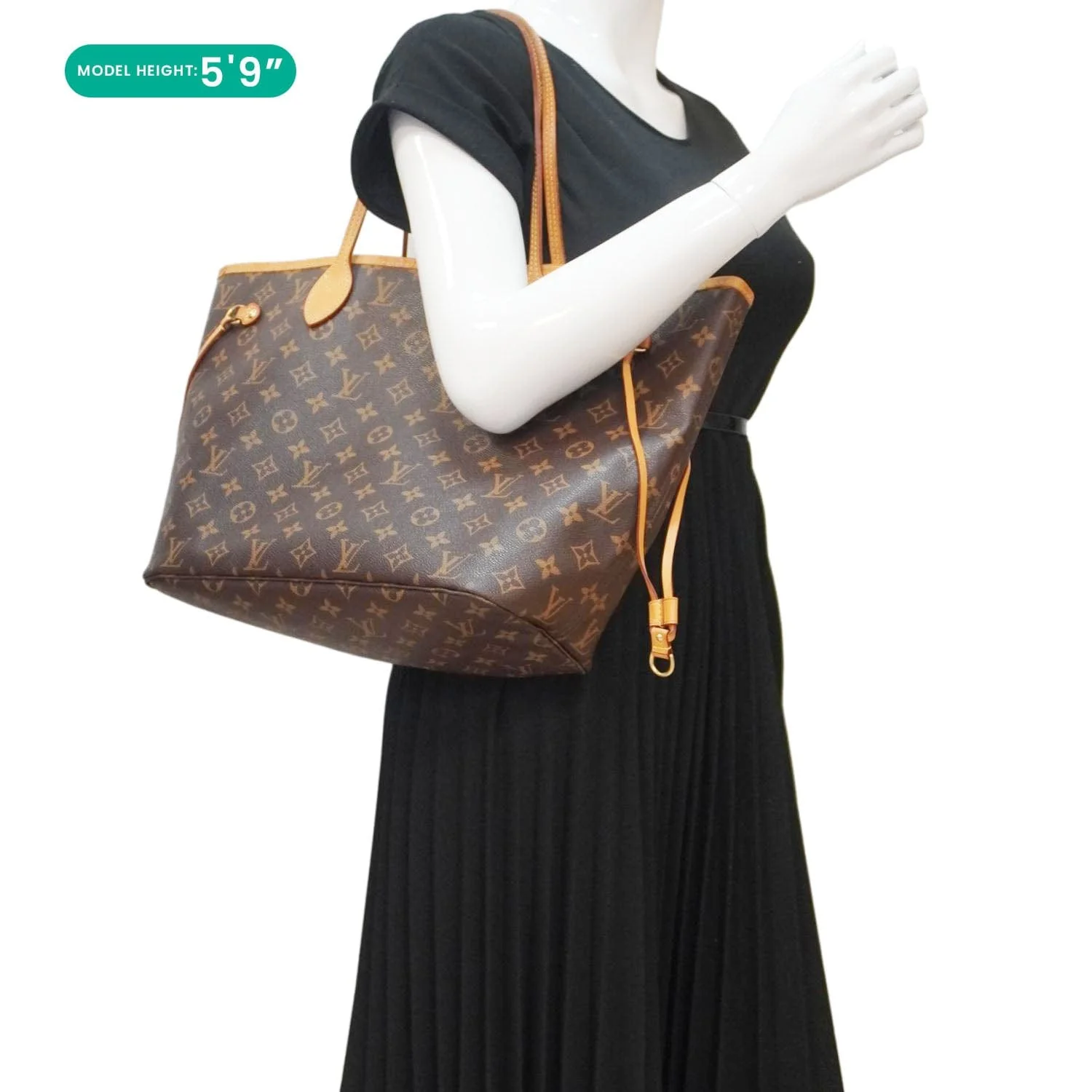 LOUIS VUITTON Neverfull MM Monogram Canvas Tote Bag Brown - Image 2