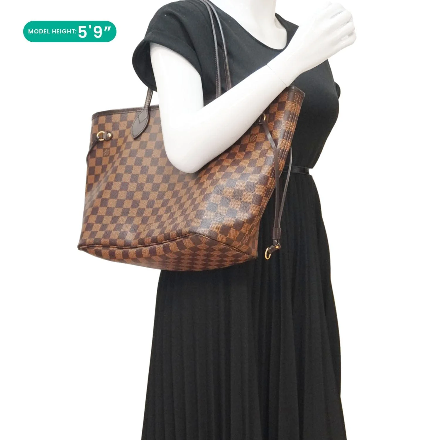 LOUIS VUITTON  Neverfull MM Damier Ebene Shoulder Bag Brown - Image 2
