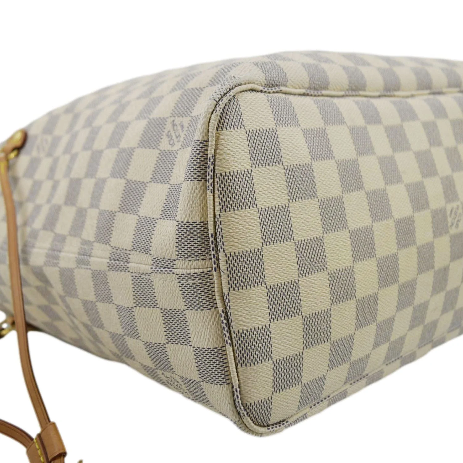 LOUIS VUITTON Neverfull MM Damier Azur Shoulder Bag White - Image 9