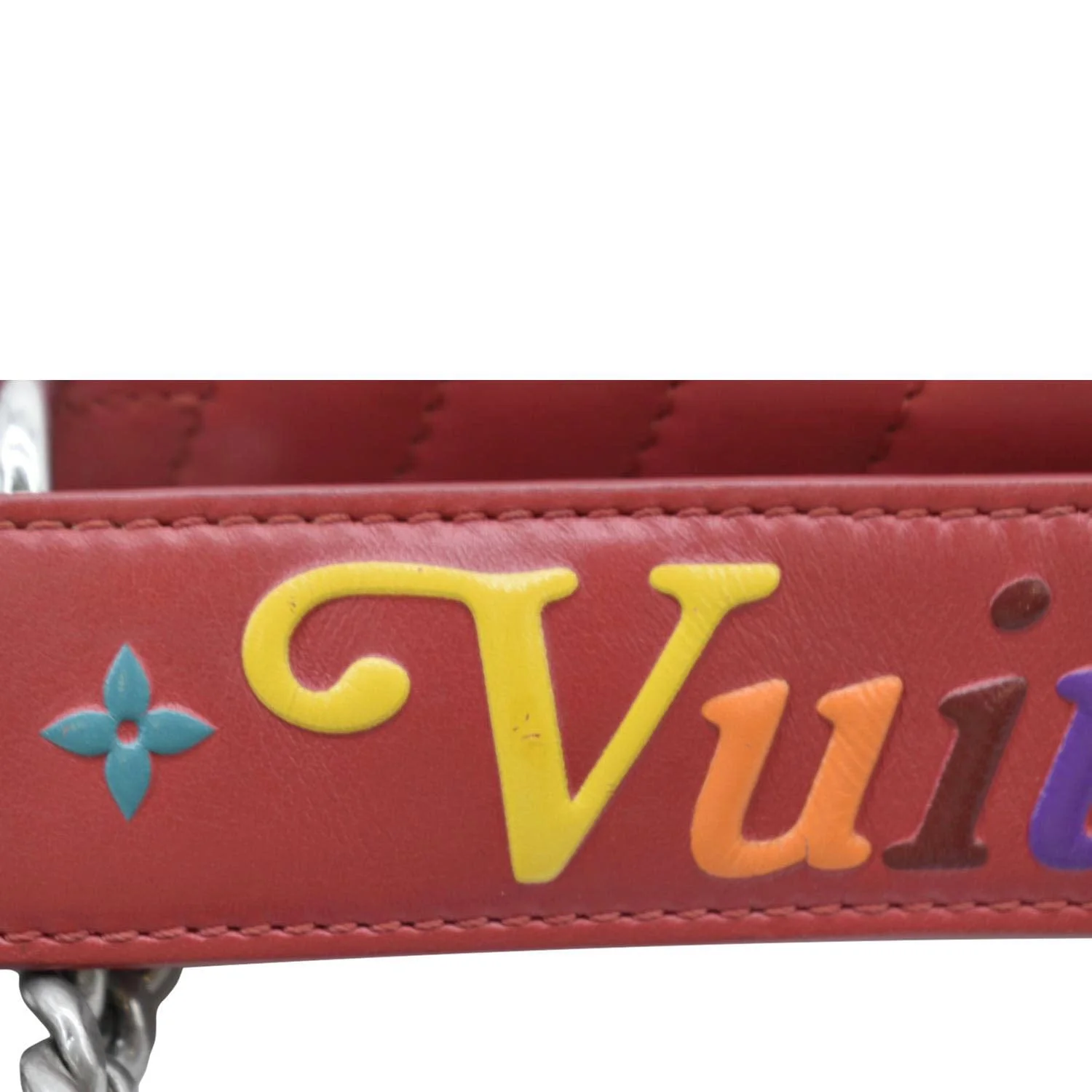 LOUIS VUITTON New Wave Chain MM Leather Shoulder Bag Red - Image 13
