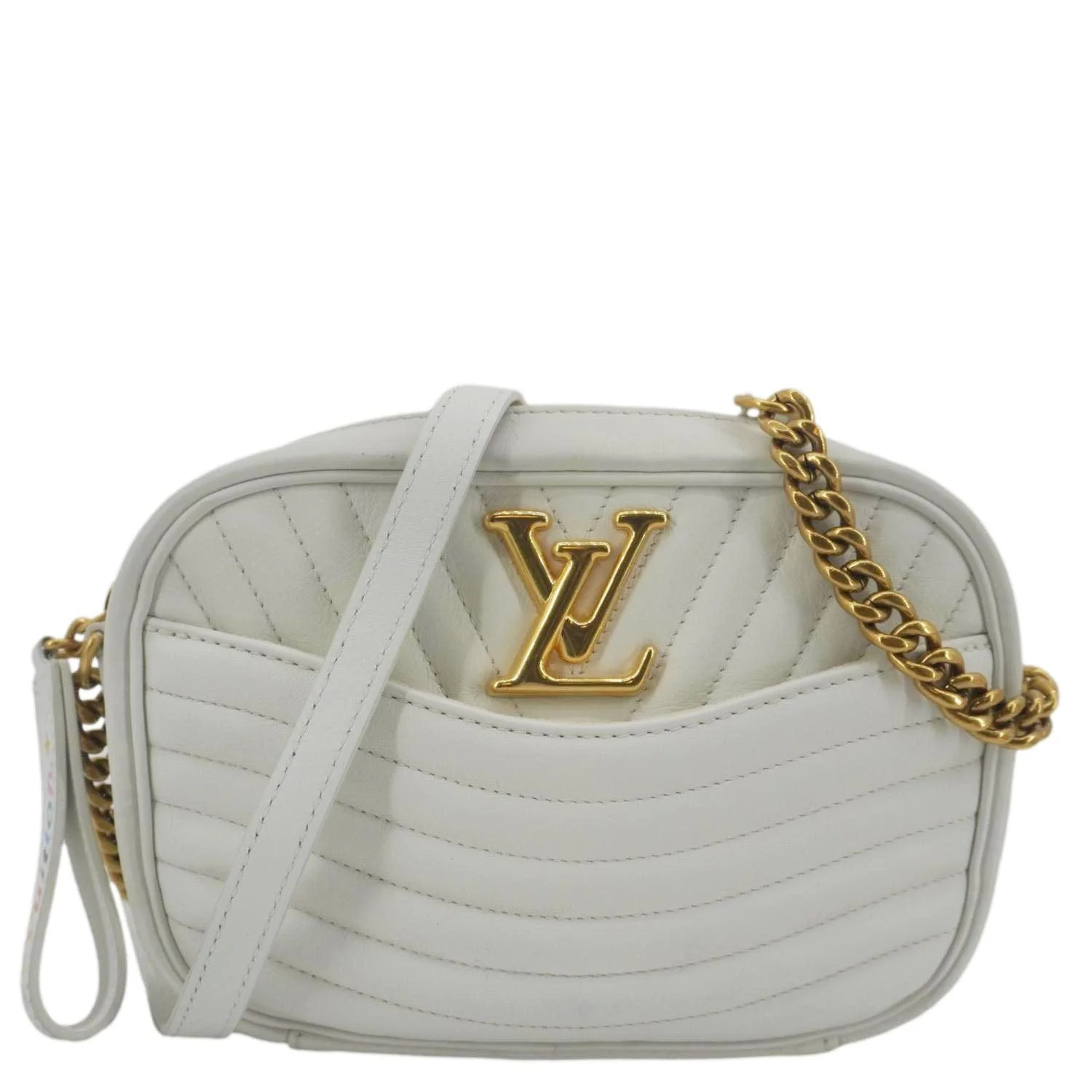 LOUIS VUITTON New Wave Quilted Calfskin Leather Camera Bag White