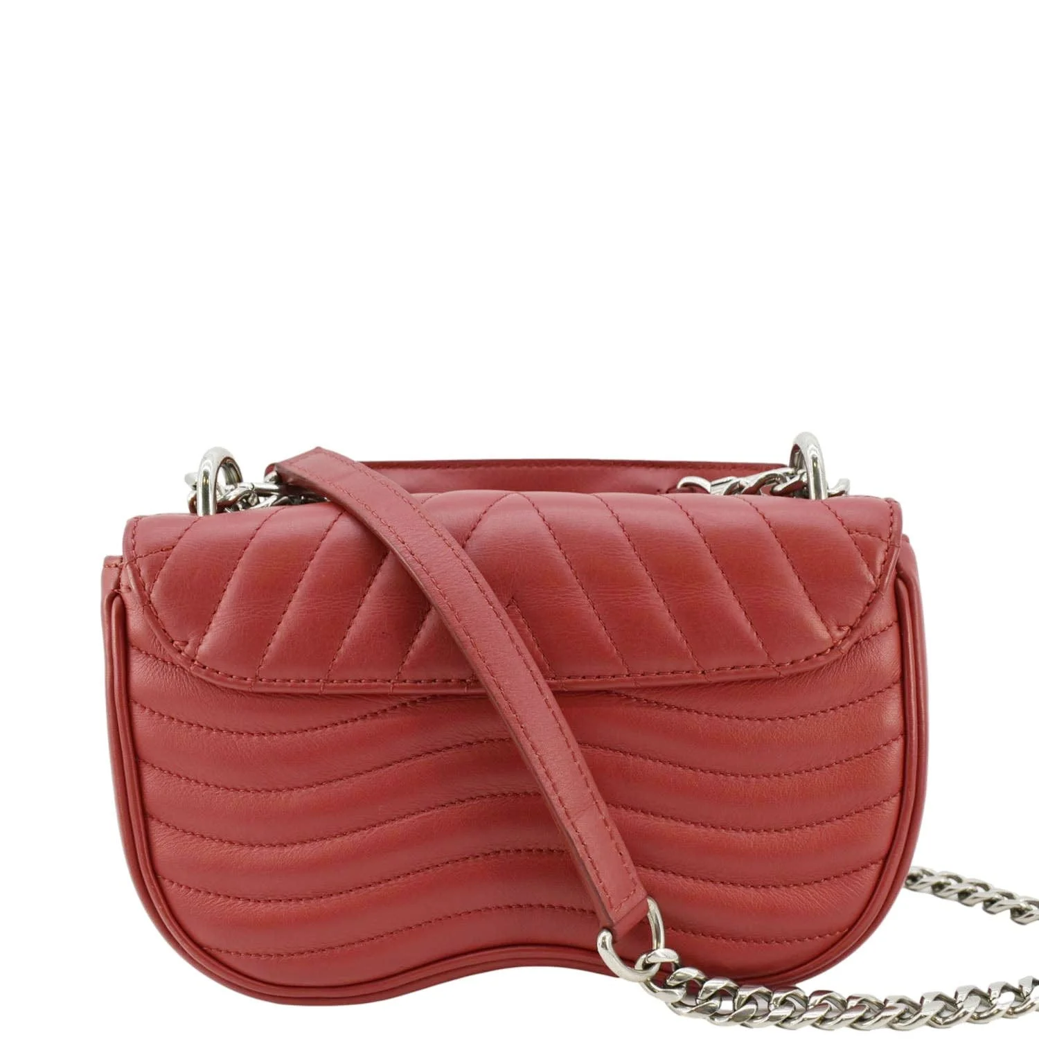 LOUIS VUITTON New Wave PM Leather Chain Crossbody Bag Red - Image 4