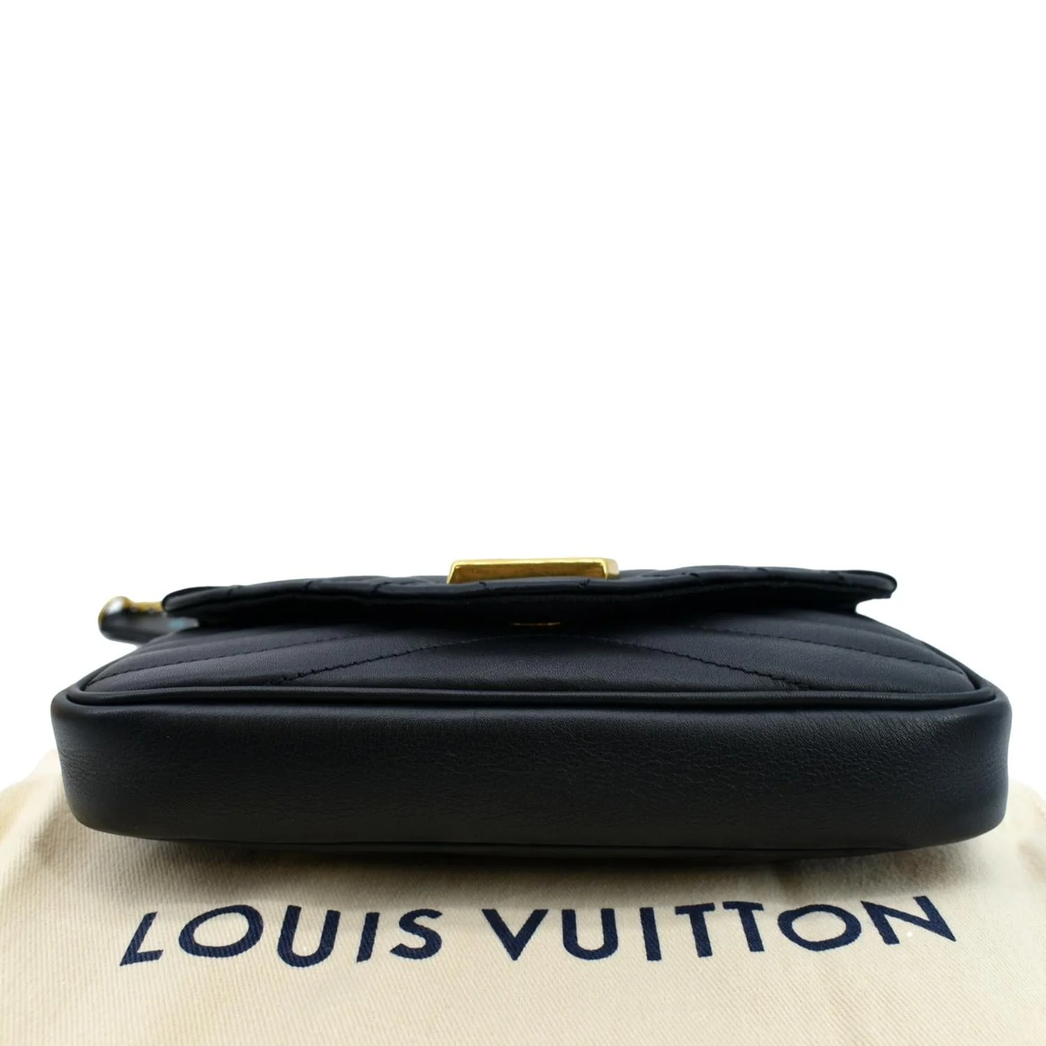 LOUIS VUITTON New Wave Leather Chain Pochette Crossbody Bag Black - Image 9