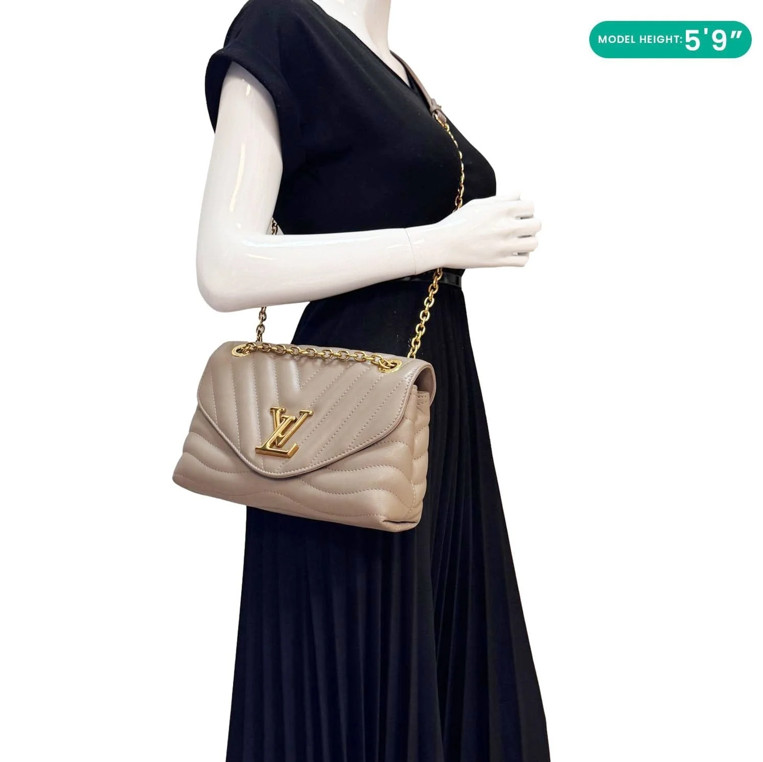 LOUIS VUITTON New Wave Chain MM Calfskin Leather Shoulder Bag Beige - Image 2