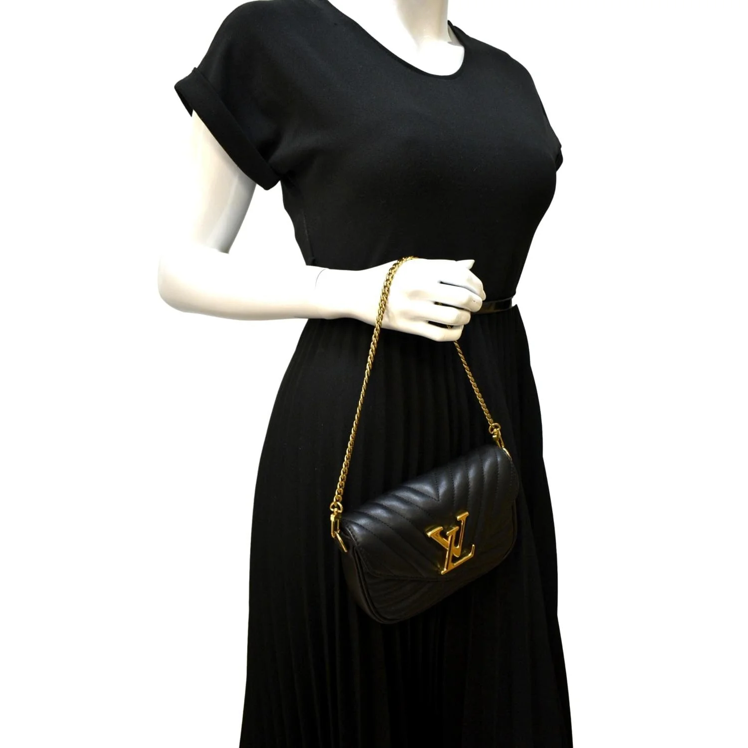 LOUIS VUITTON New Wave Multi Pochette Leather Chain Shoulder Bag Black - Image 2