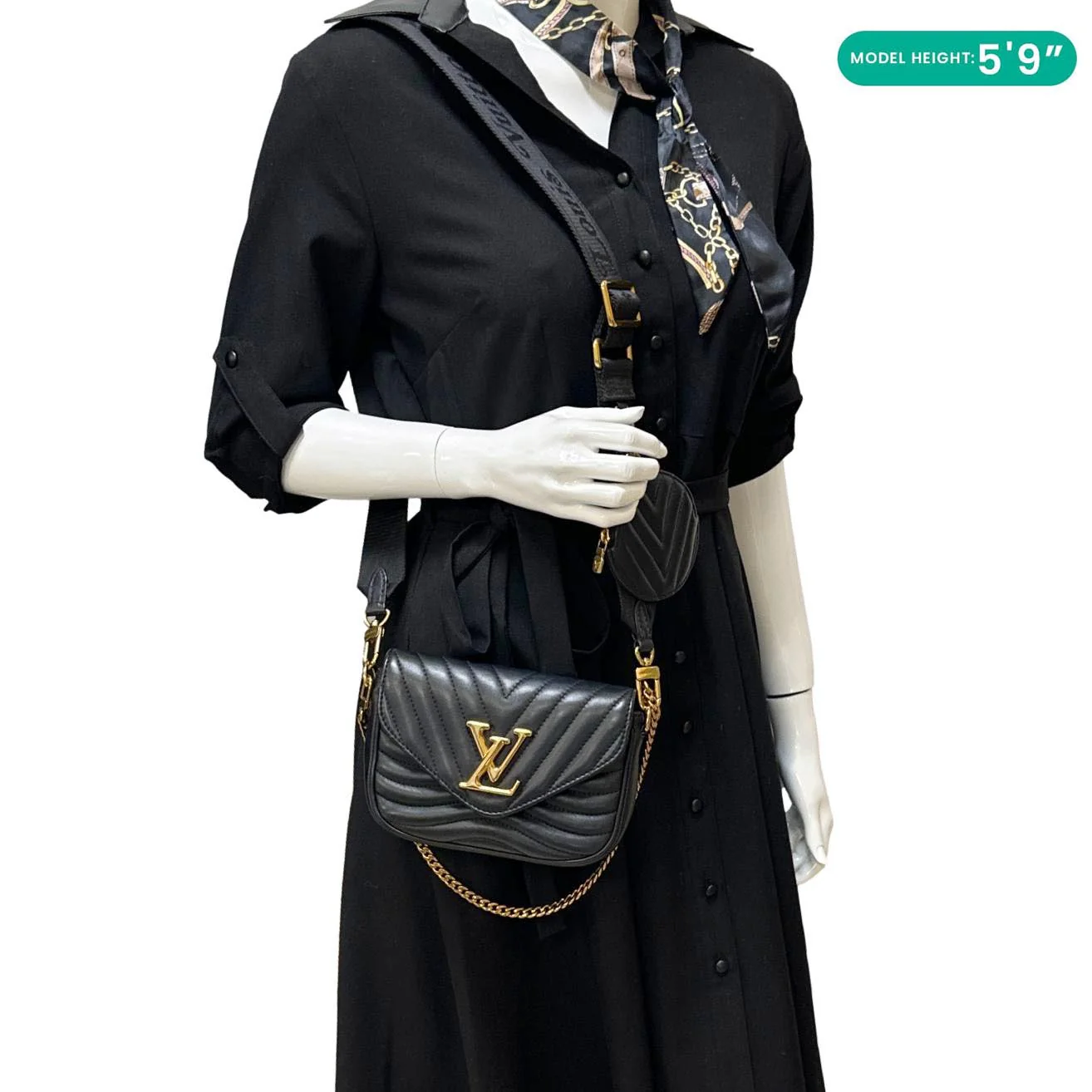 LOUIS VUITTON New Wave Leather Multi Pochette Crossbody Bag Black - Image 2